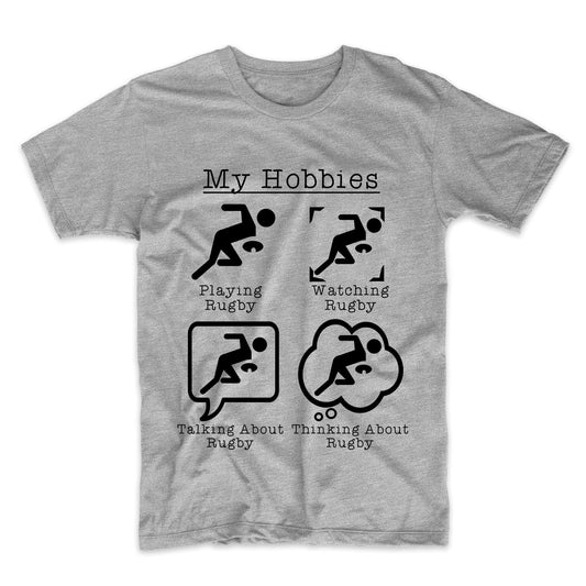 My Hobbies Playing Rugby Funny Rugby Player T-Shirt