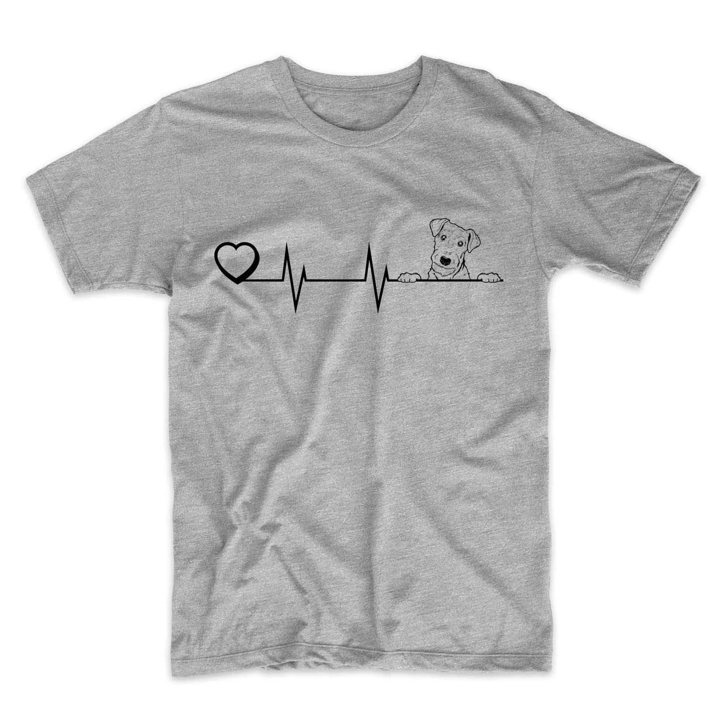 Heart Heartbeat Line Chart Airedale Terrier Dog Breed T-Shirt