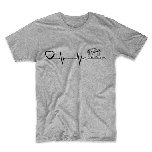 Heart Heartbeat Line Chart American Bulldog Dog Breed T-Shirt