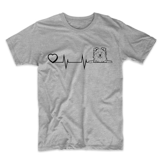 Heart Heartbeat Line Chart Australian Shepherd Dog Breed T-Shirt