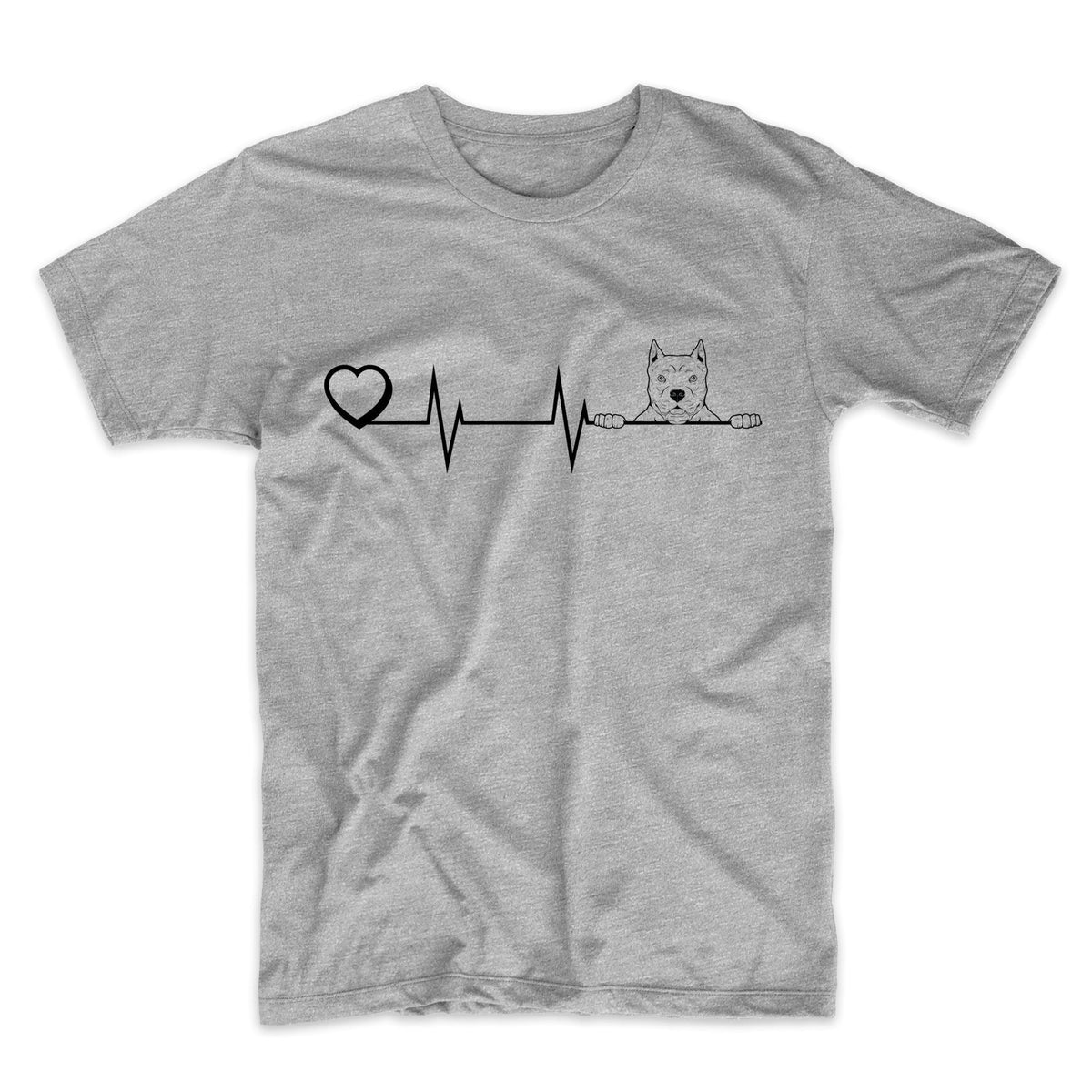 Heart Heartbeat Line Chart Pit Bull Dog Breed T-Shirt