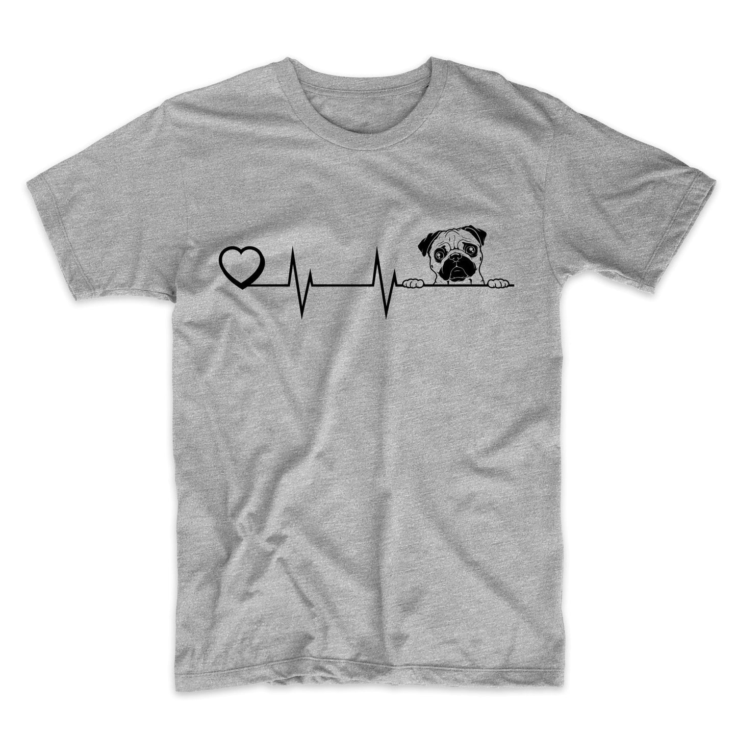 Heart Heartbeat Line Chart Pug Dog Breed T-Shirt