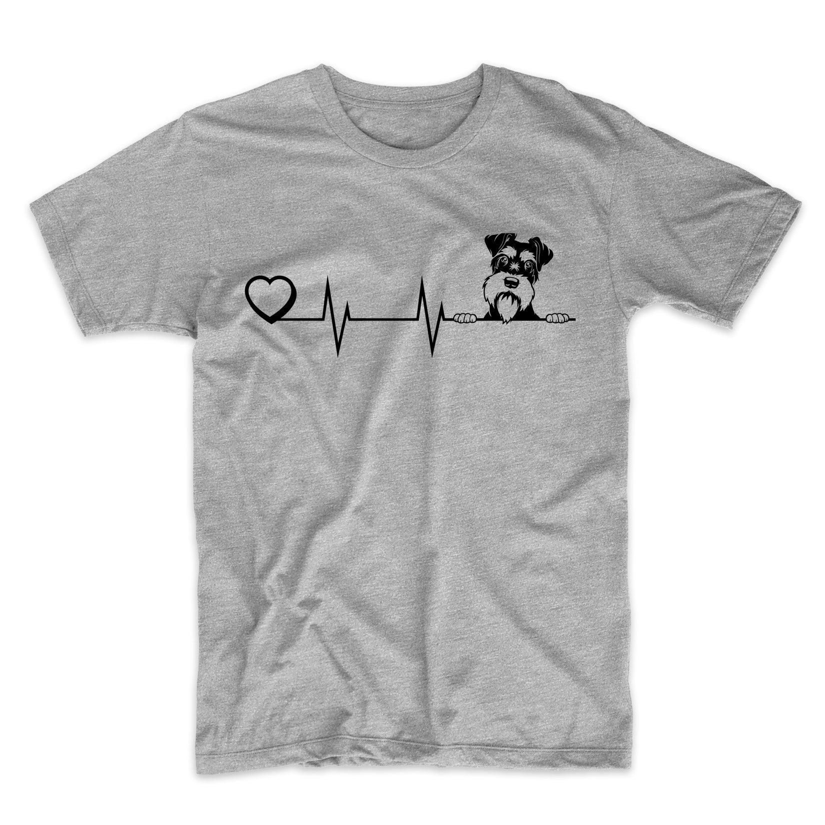 Heart Heartbeat Line Chart Schnauzer Dog Breed T-Shirt