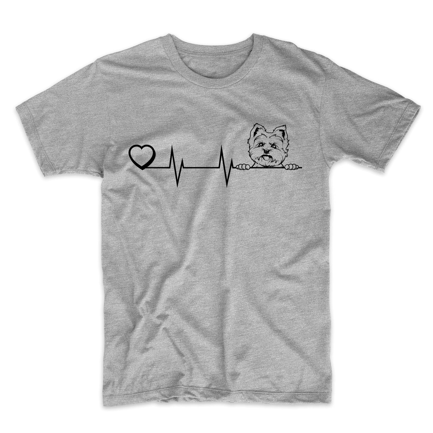Heart Heartbeat Line Chart Yorkshire Terrier Dog Breed T-Shirt