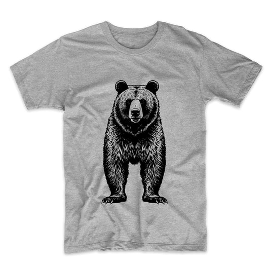 Grizzly Bear Facing Forward Minimalist Animal T-Shirt