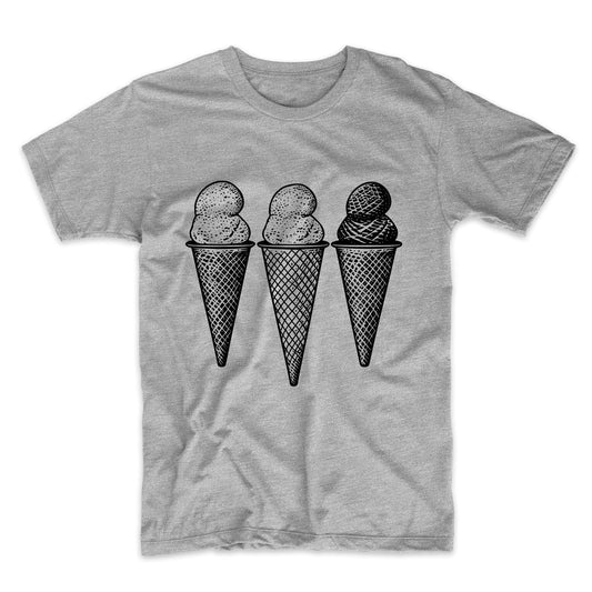 Three Ice Cream Cones Fun Minimalist T-Shirt