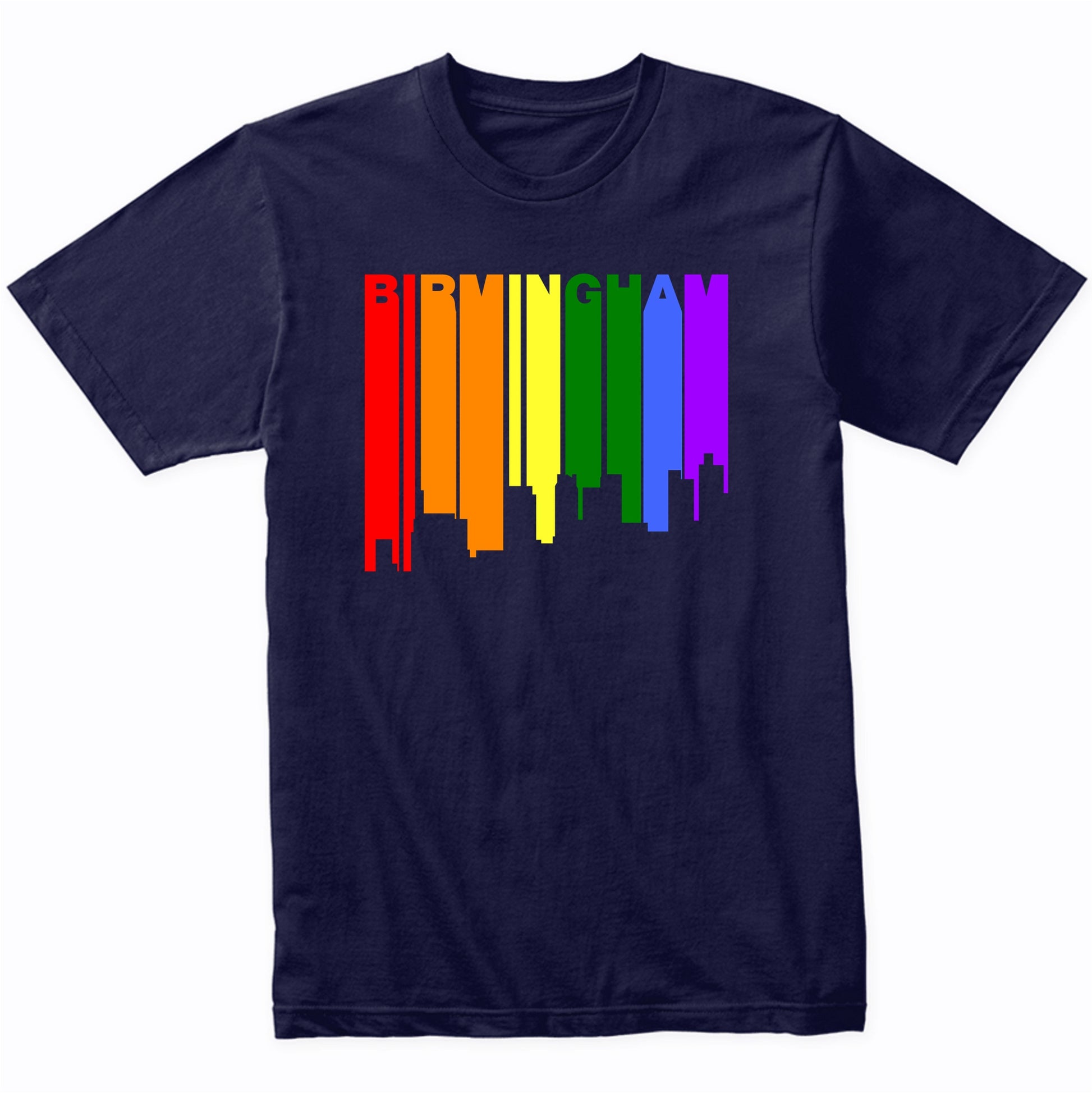Birmingham Alabama LGBTQ Gay Pride Rainbow Skyline T-Shirt