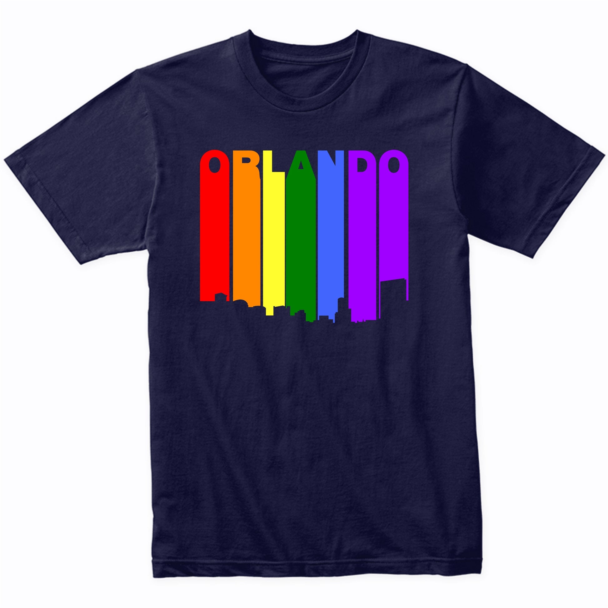 Orlando Florida LGBTQ Gay Pride Rainbow Skyline T-Shirt