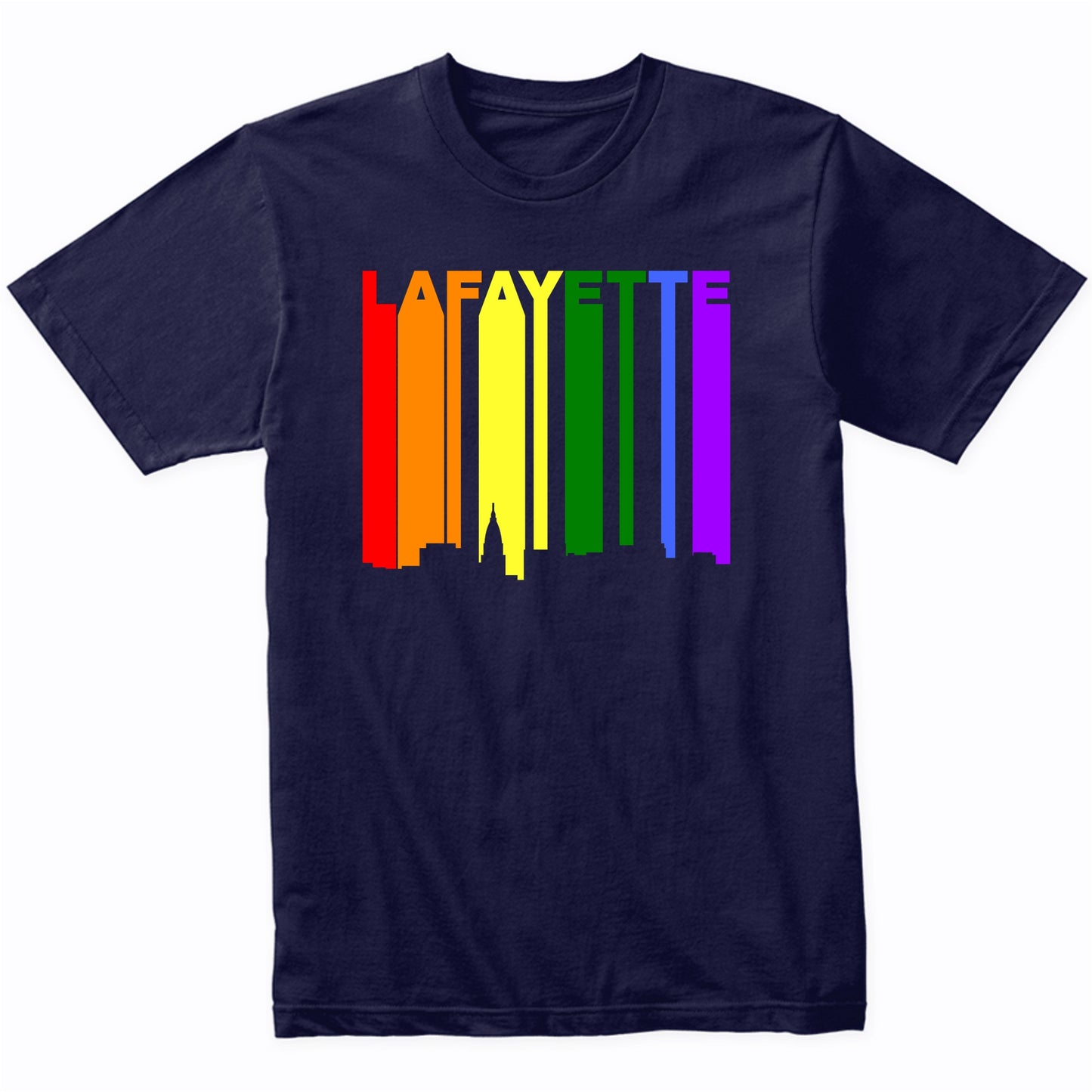 Lafayette Indiana LGBTQ Gay Pride Rainbow Skyline T-Shirt