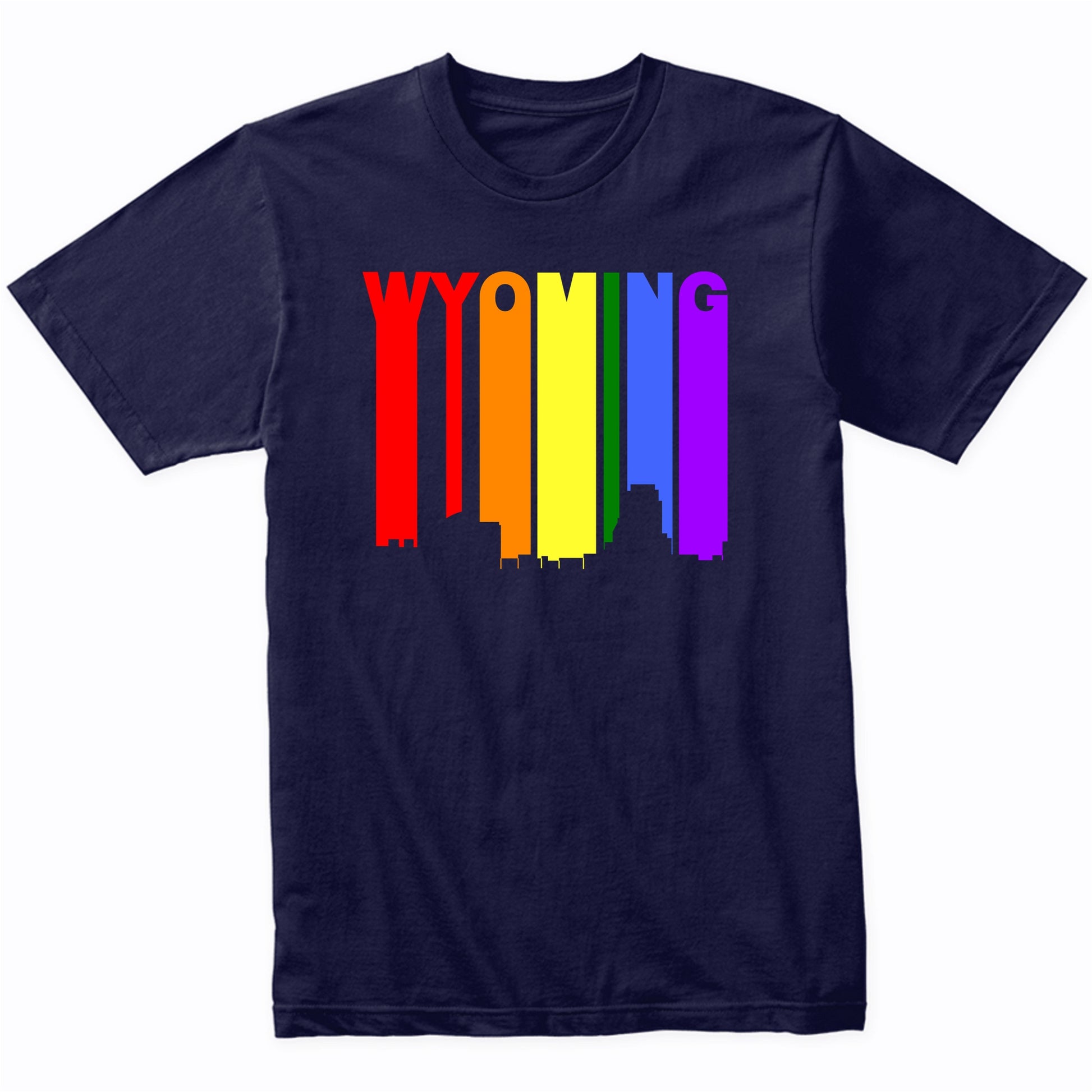 Wyoming Michigan LGBTQ Gay Pride Rainbow Skyline T-Shirt