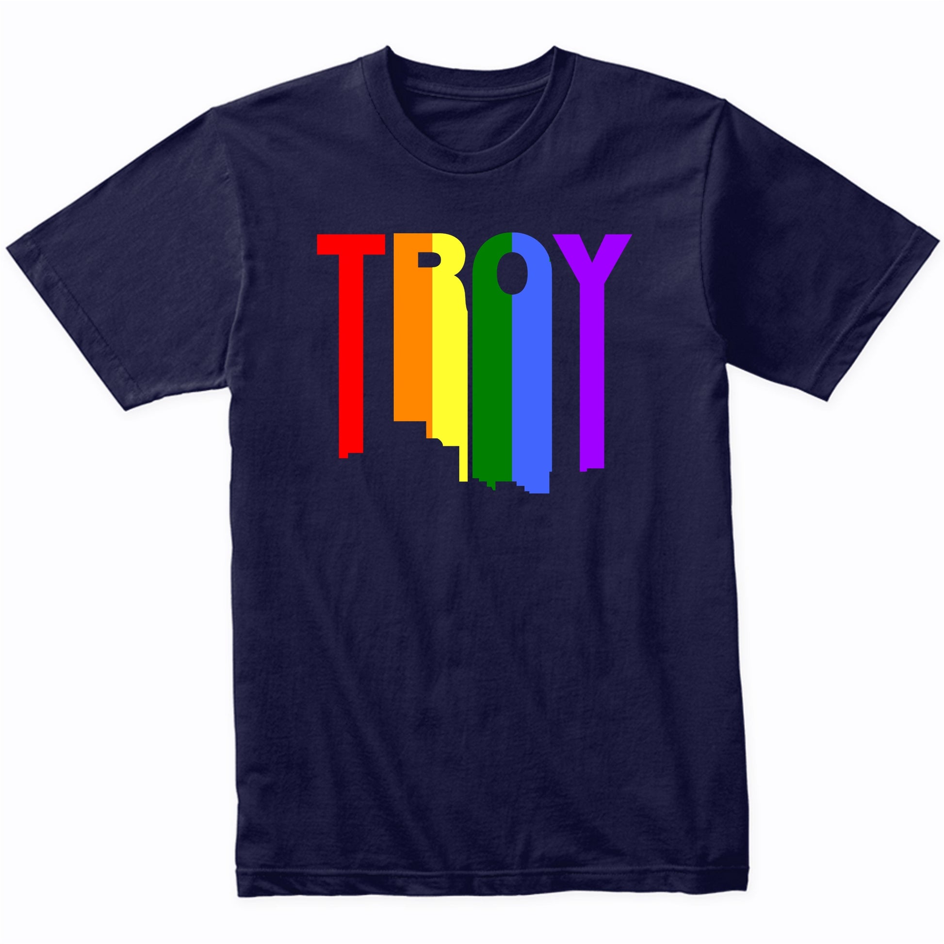 Troy Michigan LGBTQ Gay Pride Rainbow Skyline T-Shirt