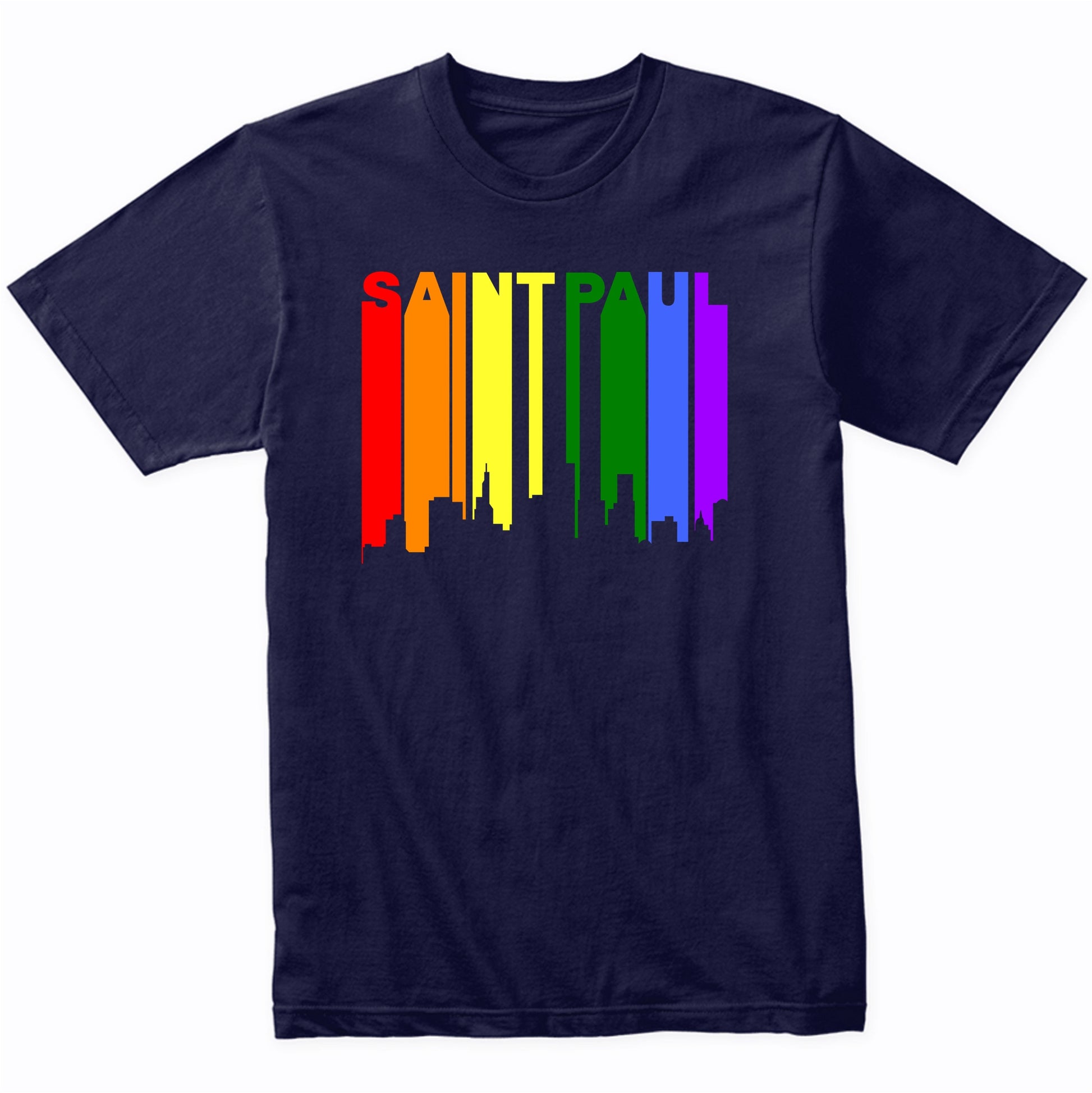 Saint Paul Minnesota LGBTQ Gay Pride Rainbow Skyline T-Shirt