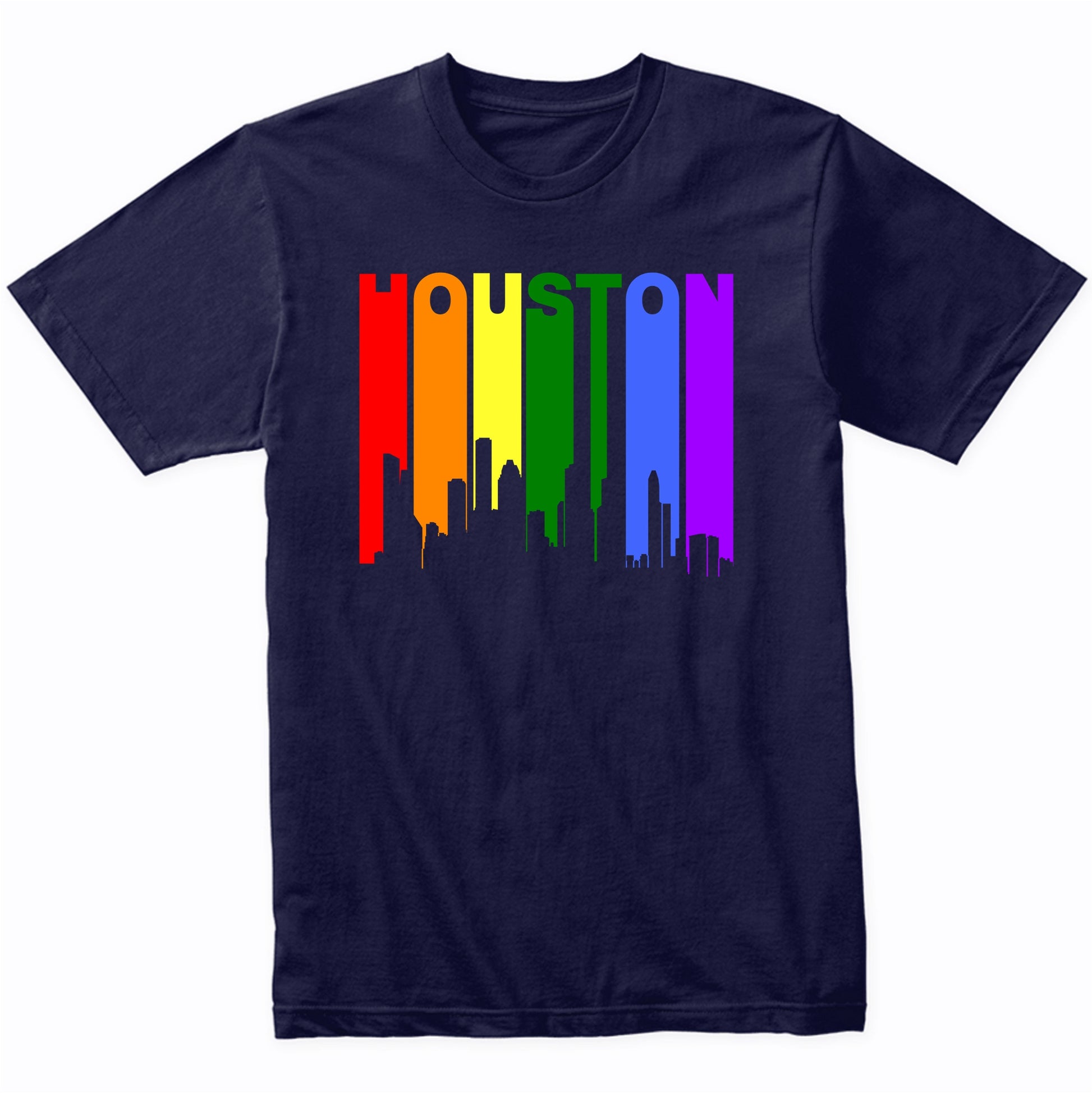Houston Texas LGBTQ Gay Pride Rainbow Skyline T-Shirt