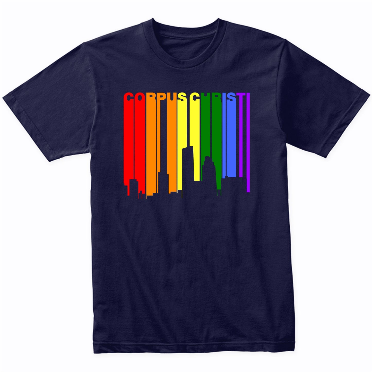 Corpus Christi Texas LGBTQ Gay Pride Rainbow Skyline T-Shirt