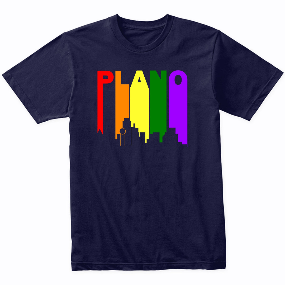 Plano Texas LGBTQ Gay Pride Rainbow Skyline T-Shirt