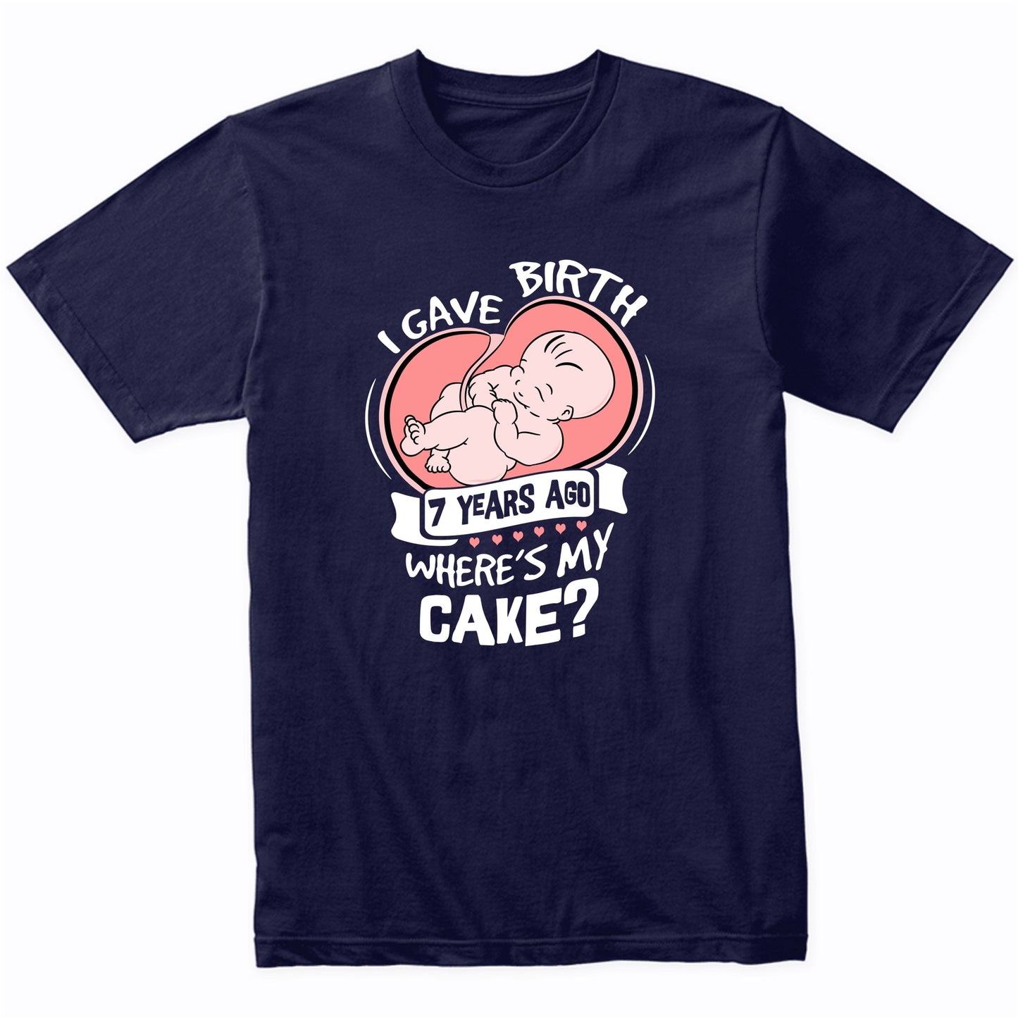 I Gave Birth 7 Years Ago Funny 7th Birthday Shirt For Moms