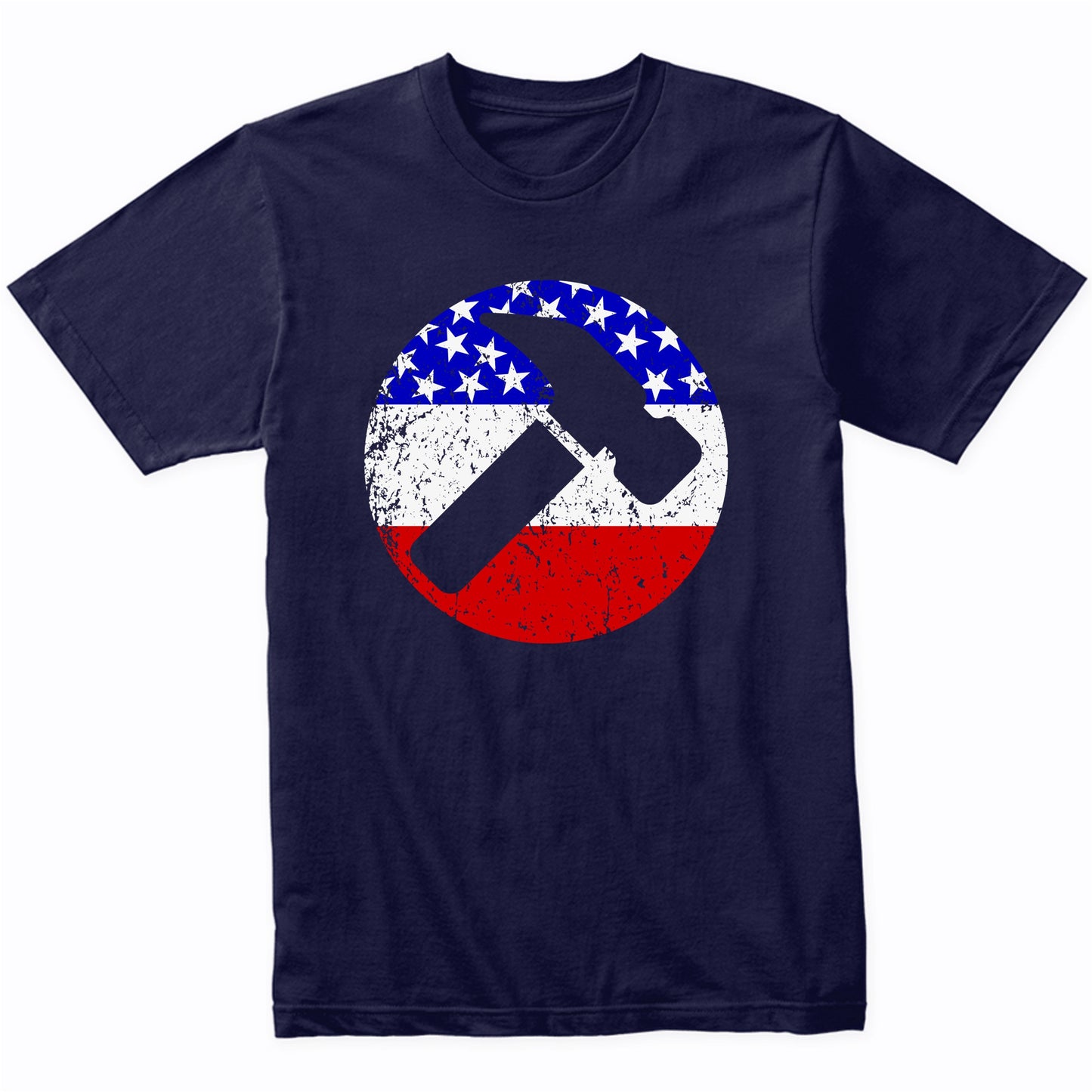 American Flag Carpenter Shirt - Retro Hammer T-Shirt