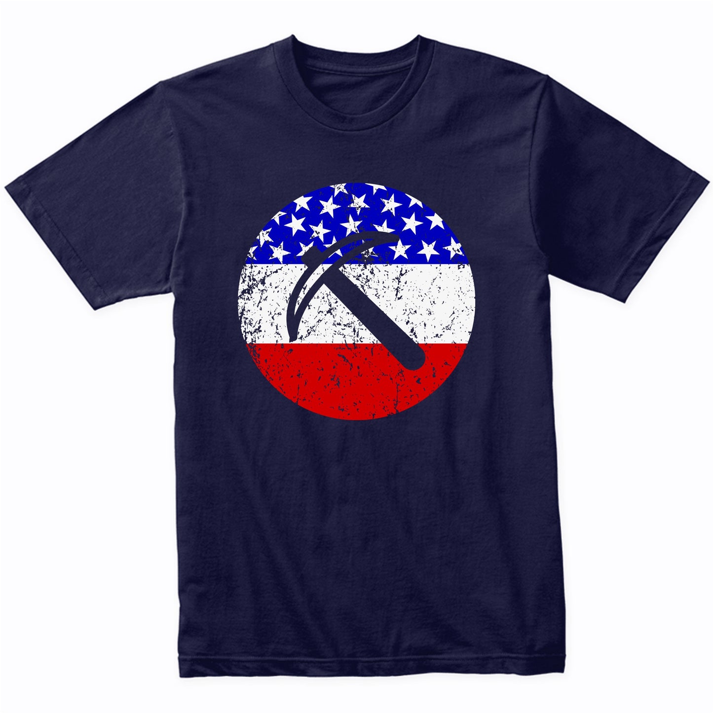 American Flag Geologist Miner Shirt - Retro Pick Axe T-Shirt