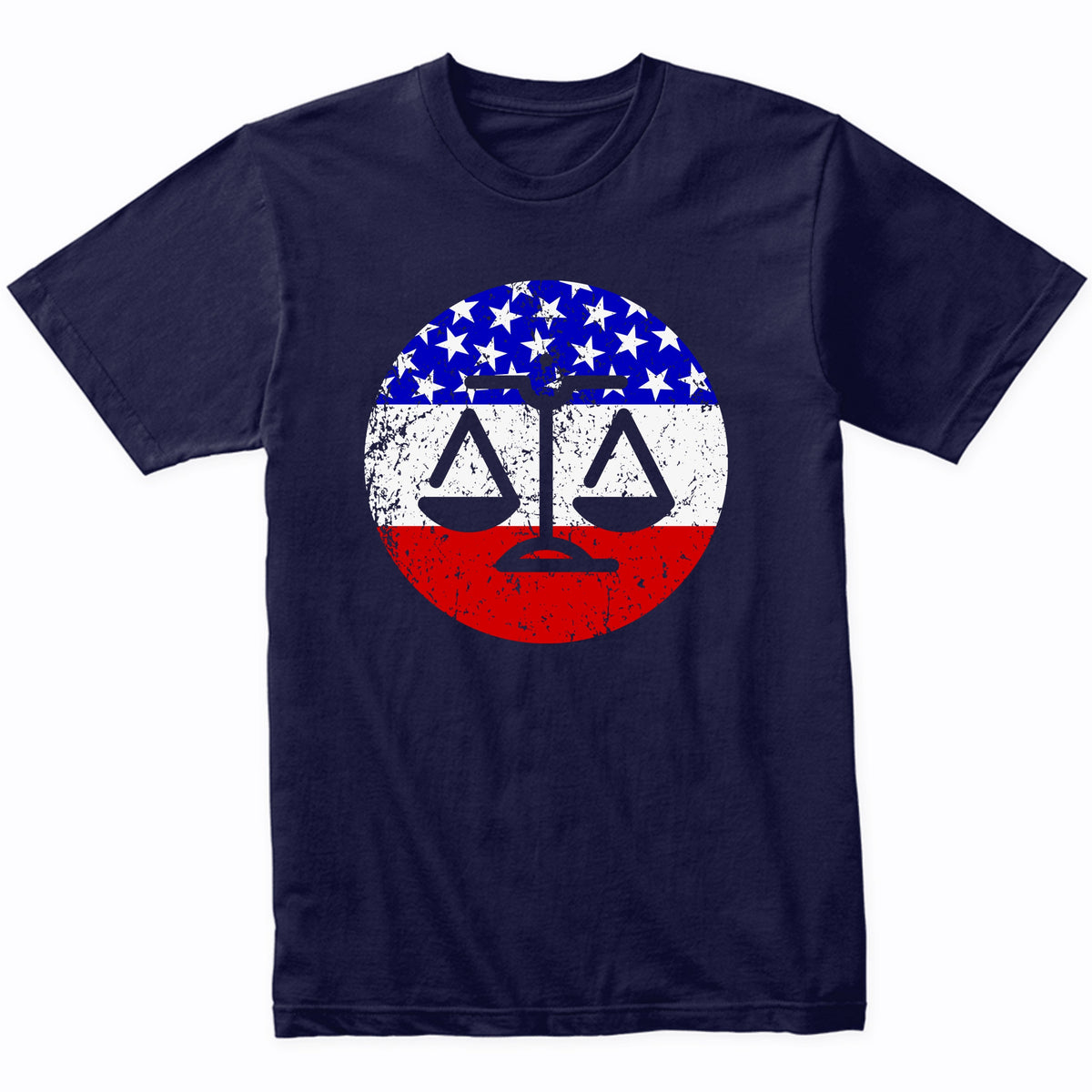 American Flag Lawyer Judge Shirt - Retro Scale of Justice T-Shirt