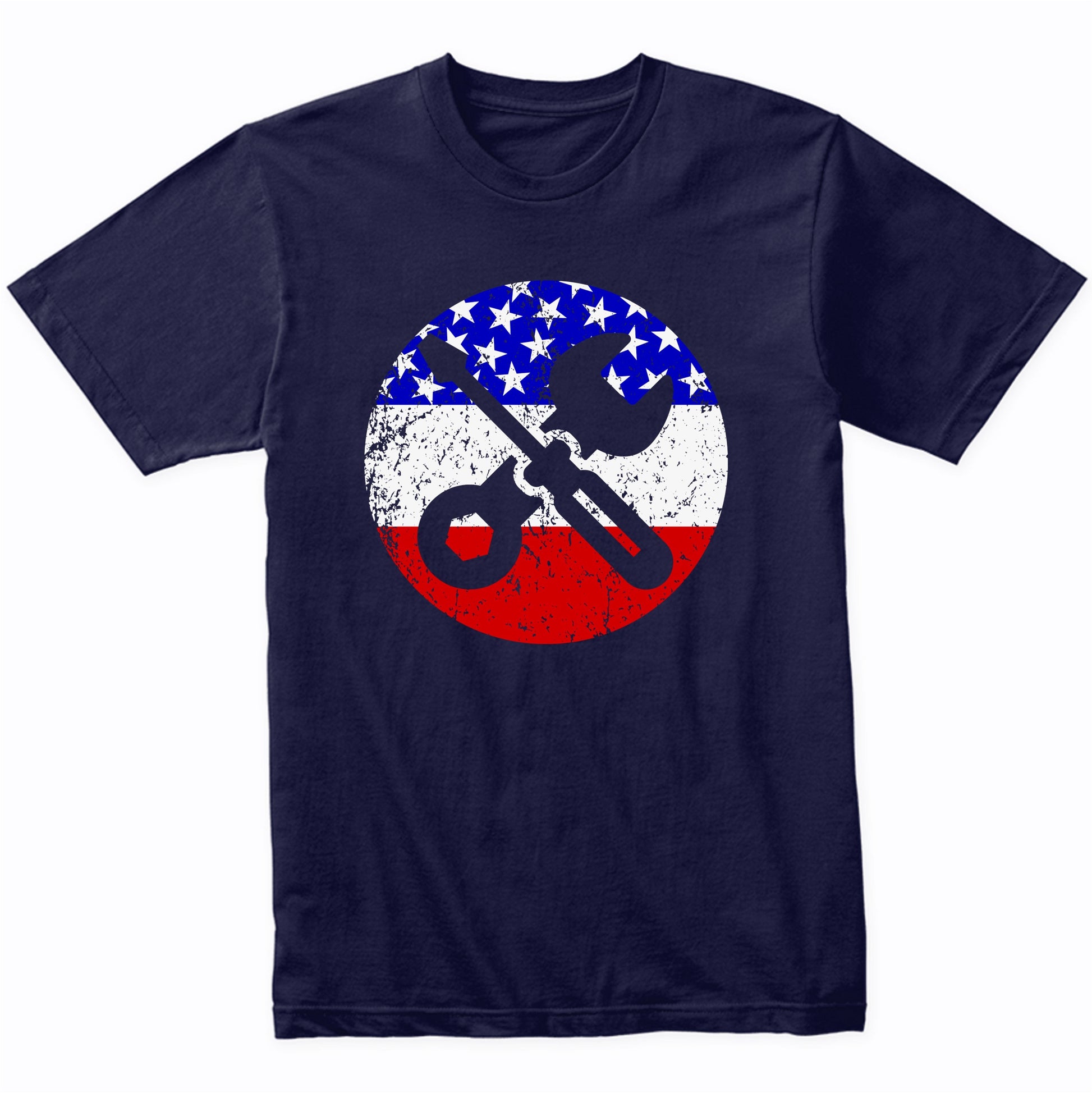 American Flag Car Mechanic Shirt - Retro Screwdriver Wrench T-Shirt