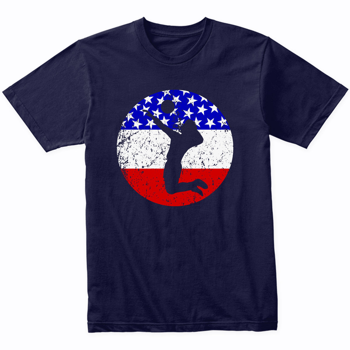 American Flag Volleyball Shirt - Retro Volleyball Player T-Shirt