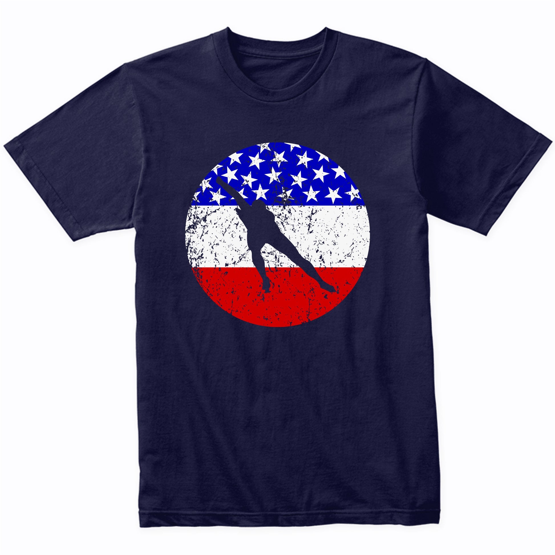 American Flag Speed Skating Shirt - Retro Speed Skater T-Shirt