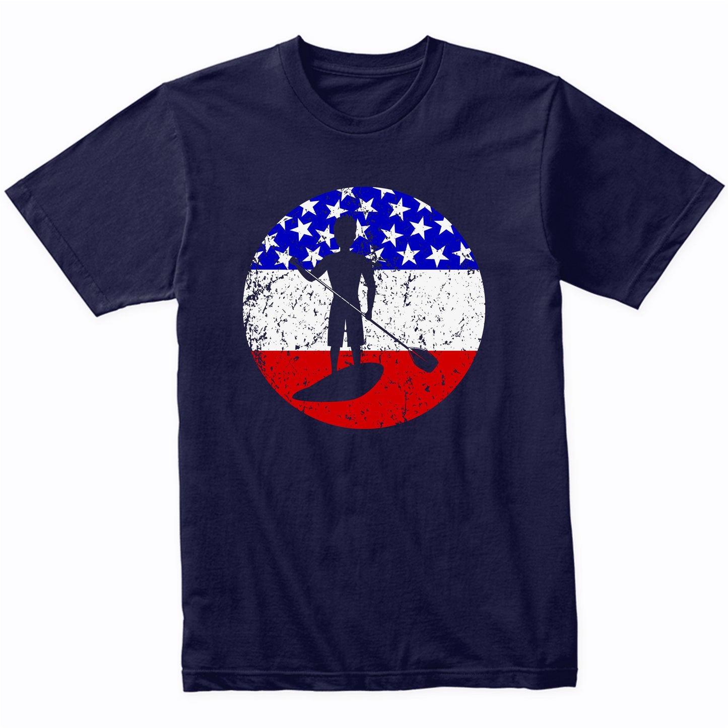 American Flag Paddleboarding Shirt - Retro Paddleboard T-Shirt