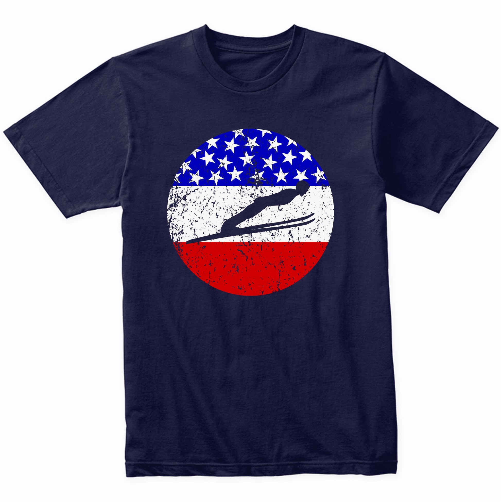 American Flag Ski Jumping Shirt - Retro Ski Jumper T-Shirt