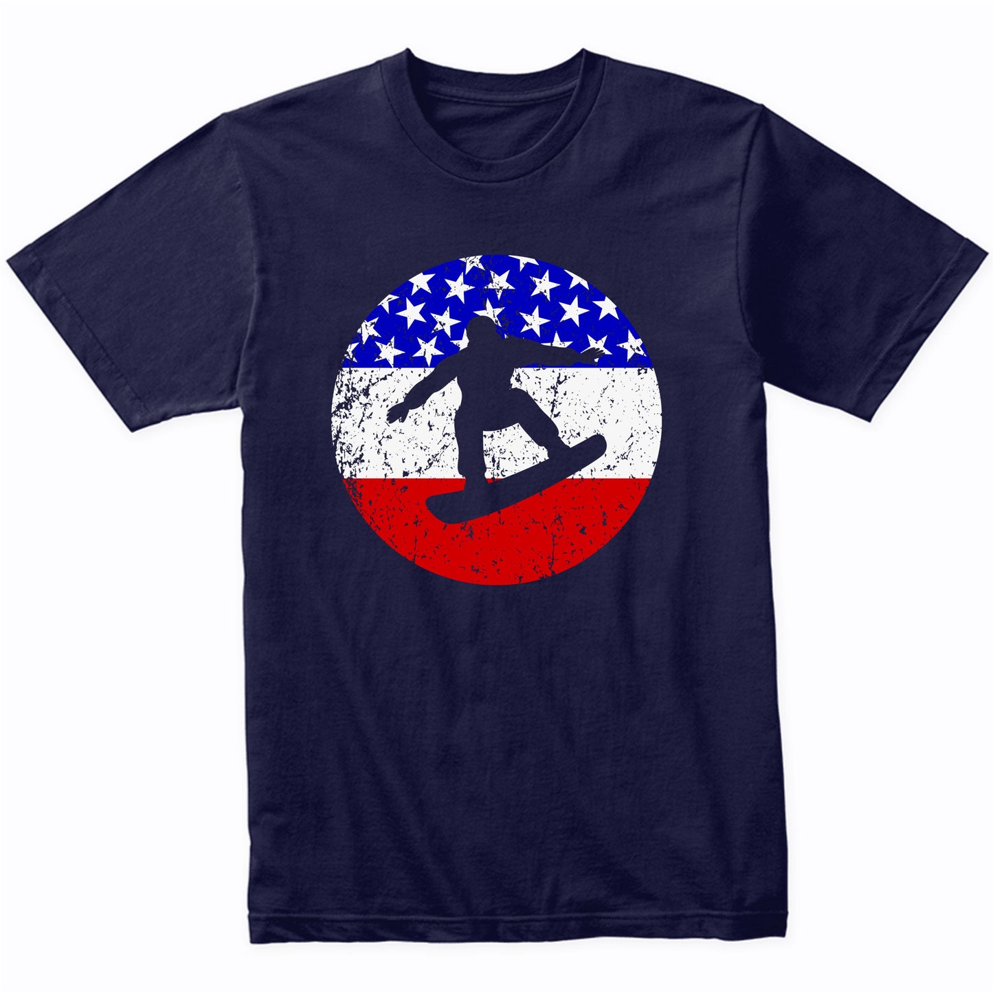 American Flag Snowboarding Shirt - Retro Snowboarder T-Shirt