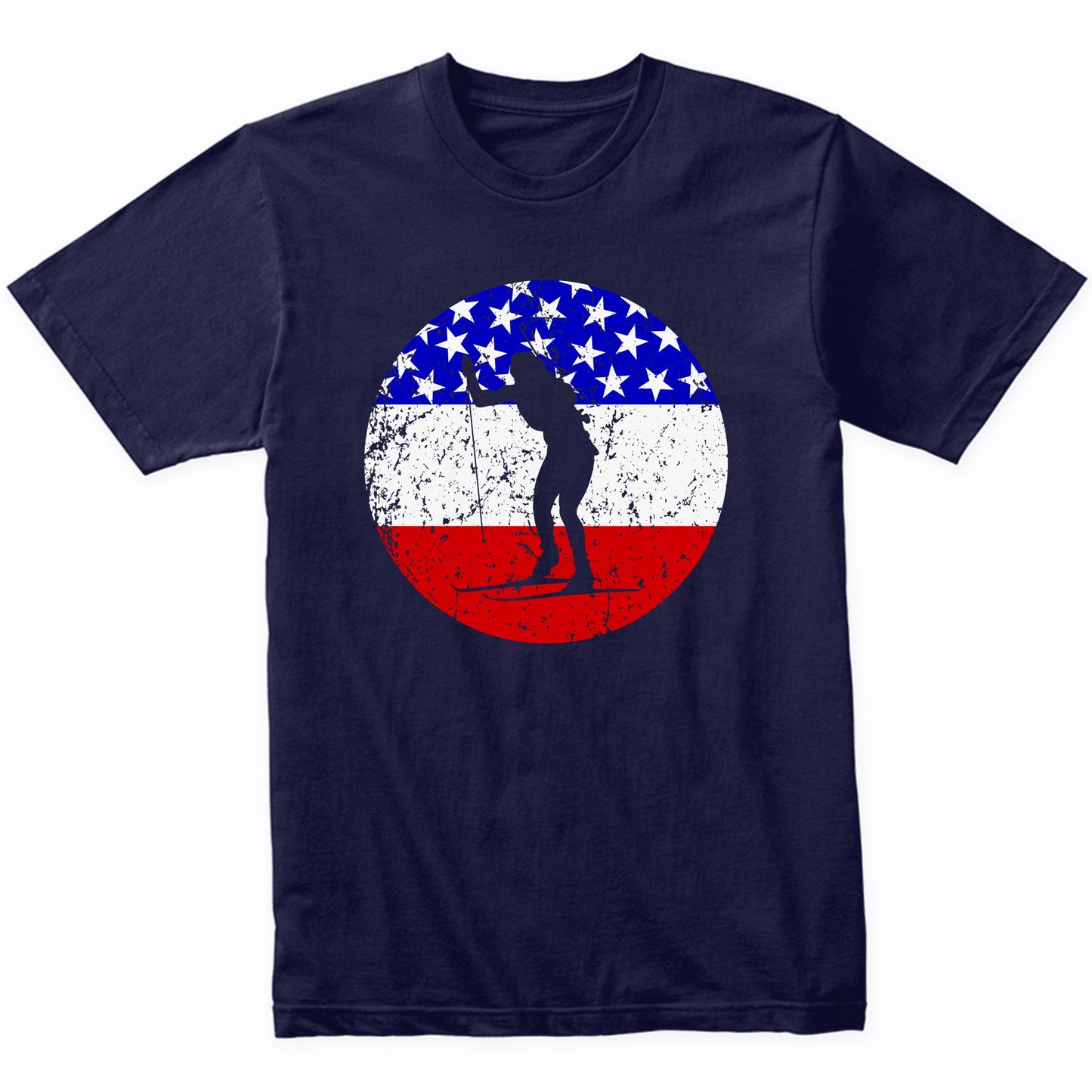 American Flag Biathlon Shirt - Retro Biathlete T-Shirt