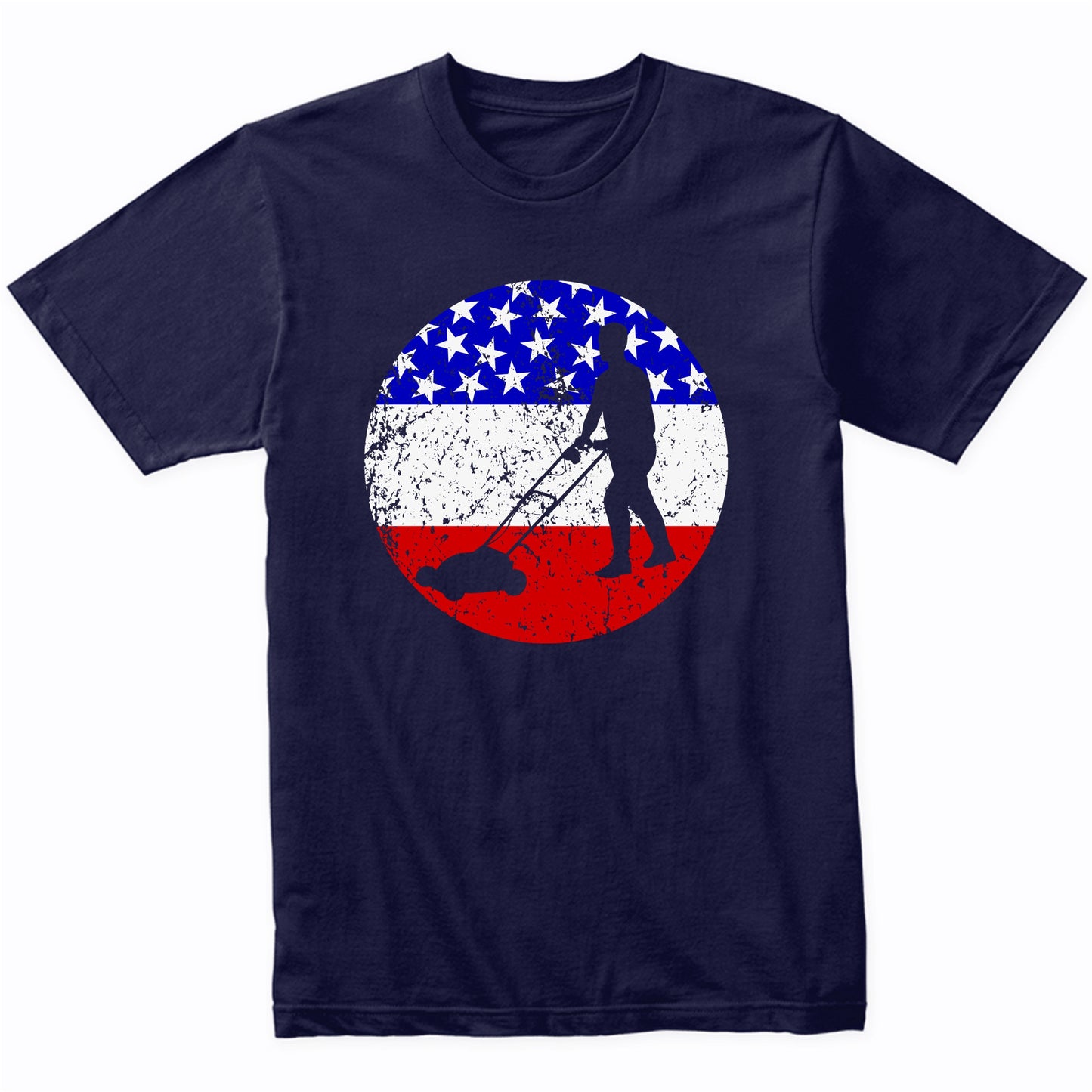 American Flag Lawnmowing Shirt - Retro Lawnmower T-Shirt
