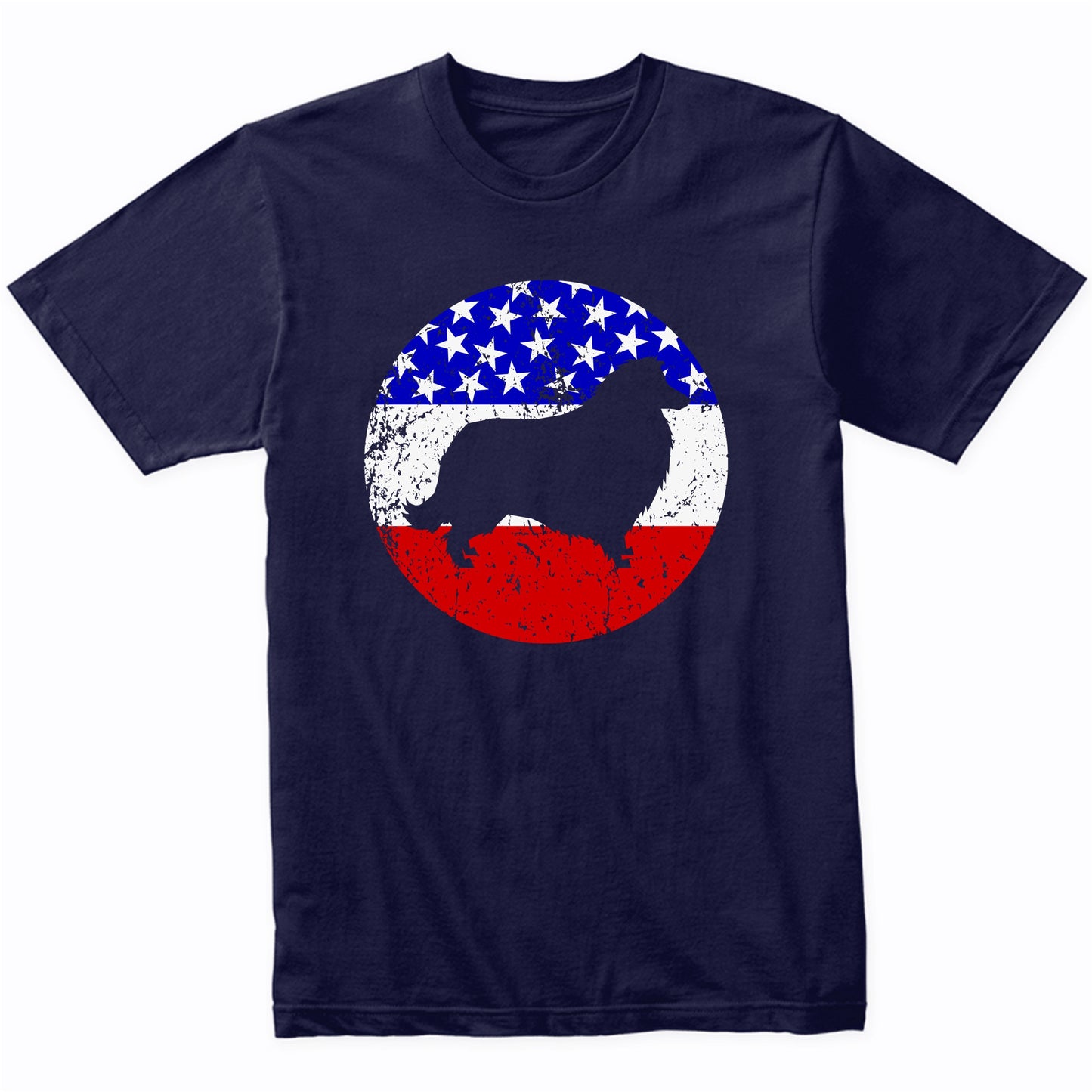 American Flag Collie Shirt - Retro Collie Dog T-Shirt