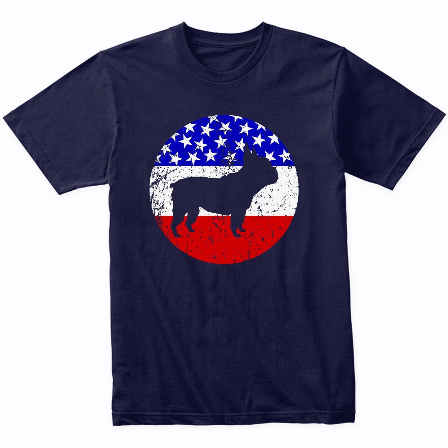 American Flag French Bulldog Shirt - Retro French Bulldog Dog T-Shirt