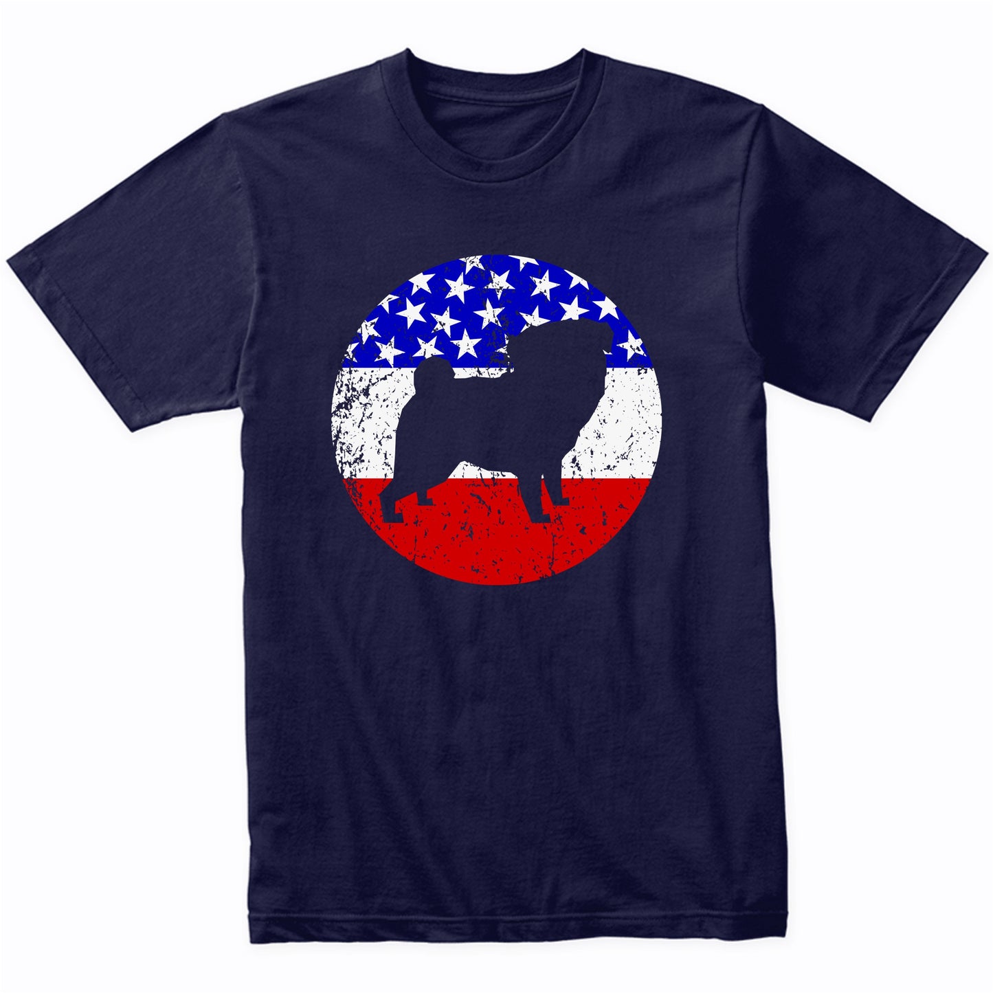 American Flag Pug Shirt - Retro Pug Dog T-Shirt