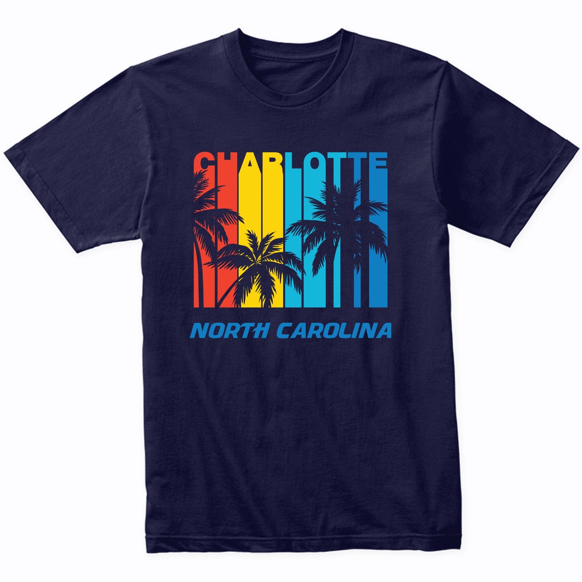 Retro Charlotte North Carolina Palm Trees Vacation T-Shirt
