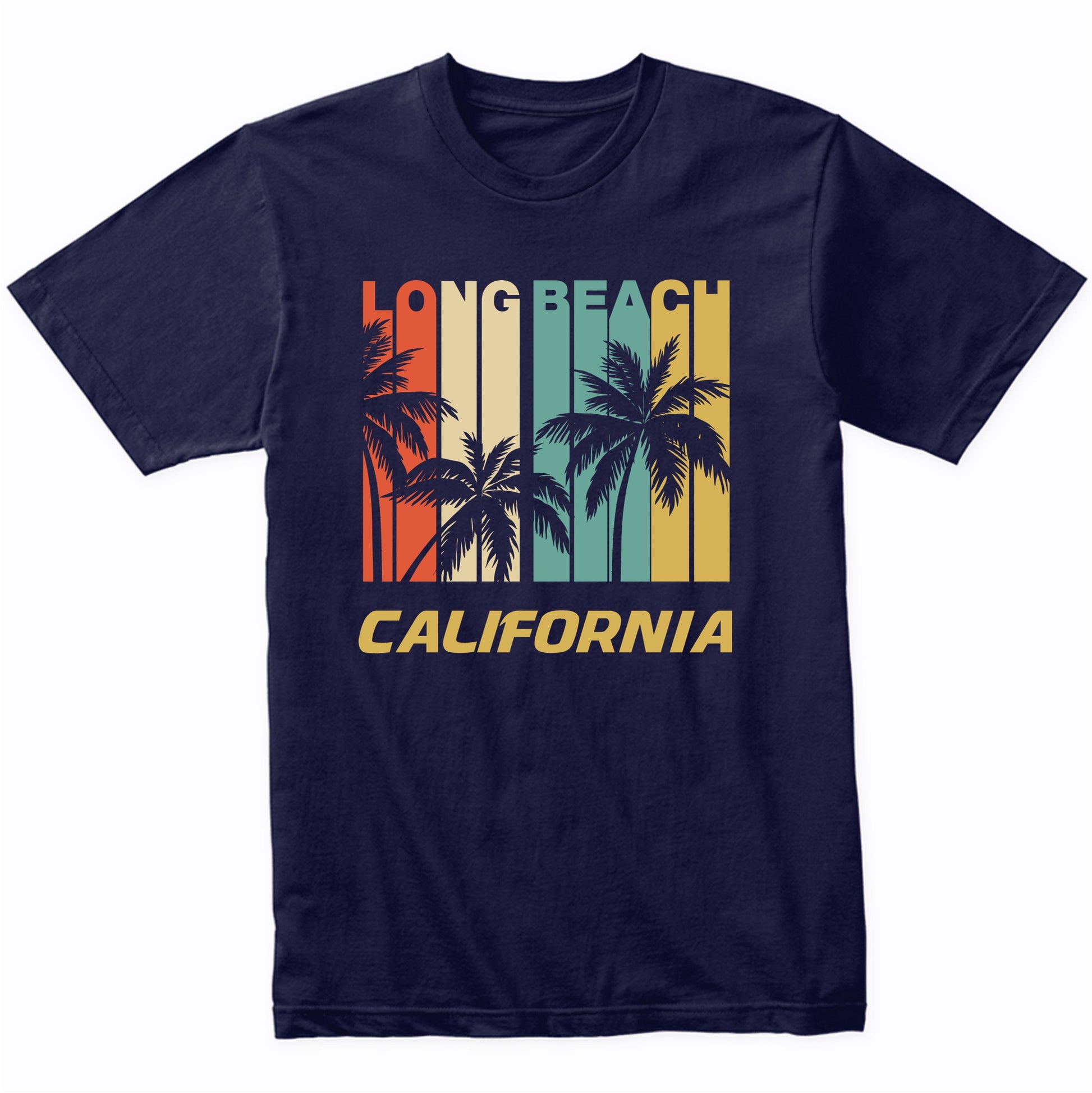 Retro Long Beach California Palm Trees Vacation T-Shirt