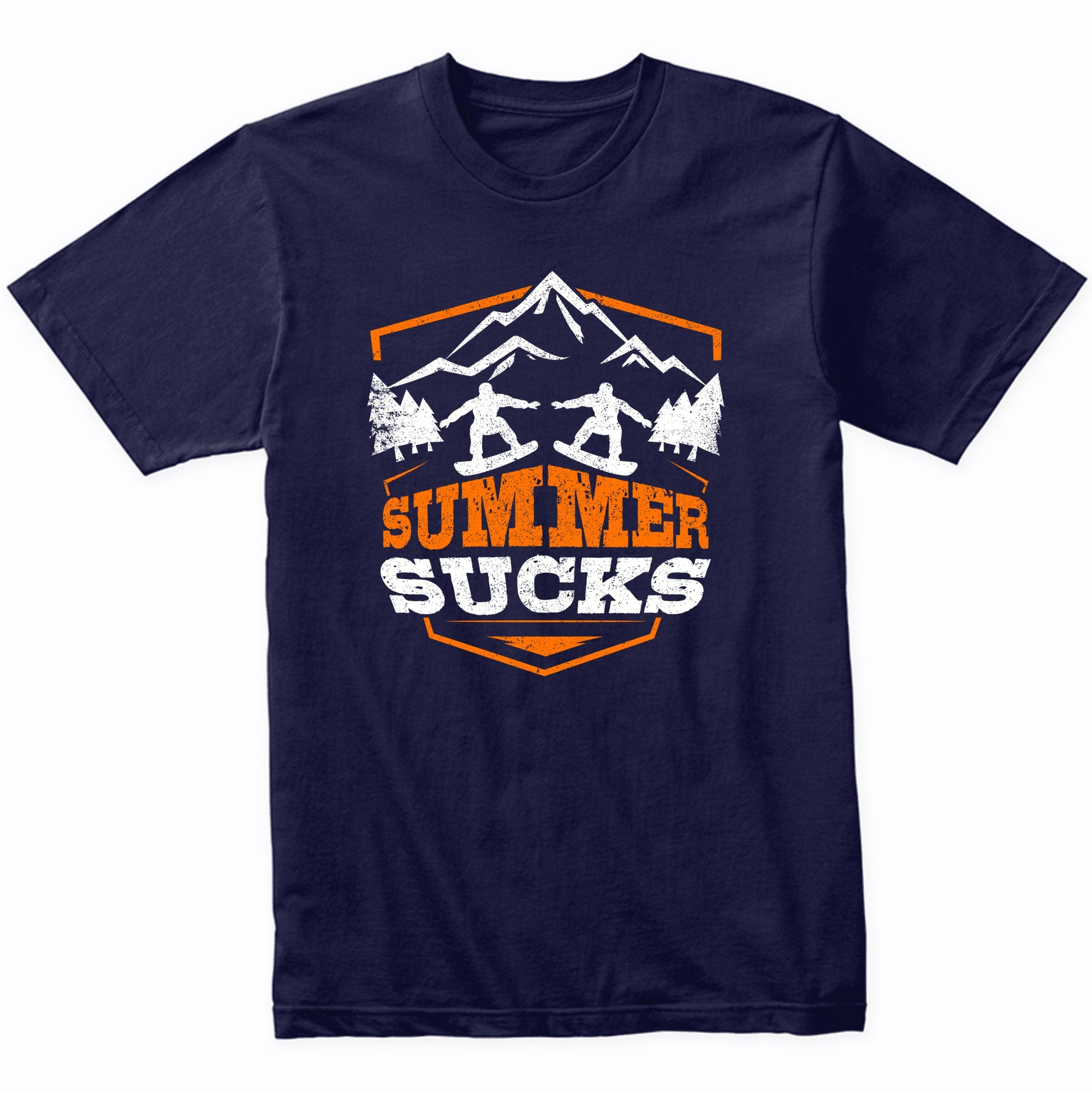 Summer Sucks Funny Snowboarding Graphic T-Shirt