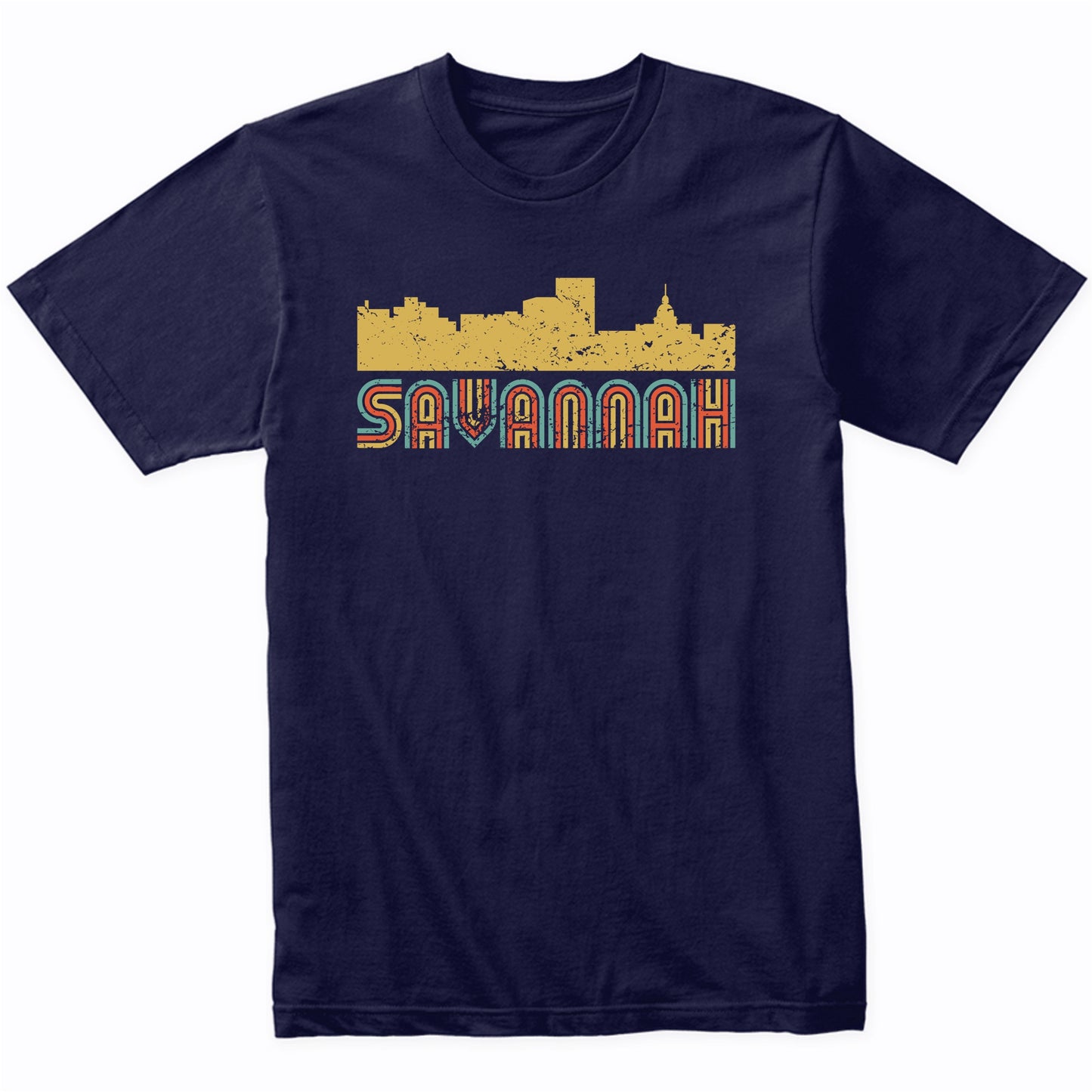 Retro Savannah Georgia Skyline T-Shirt