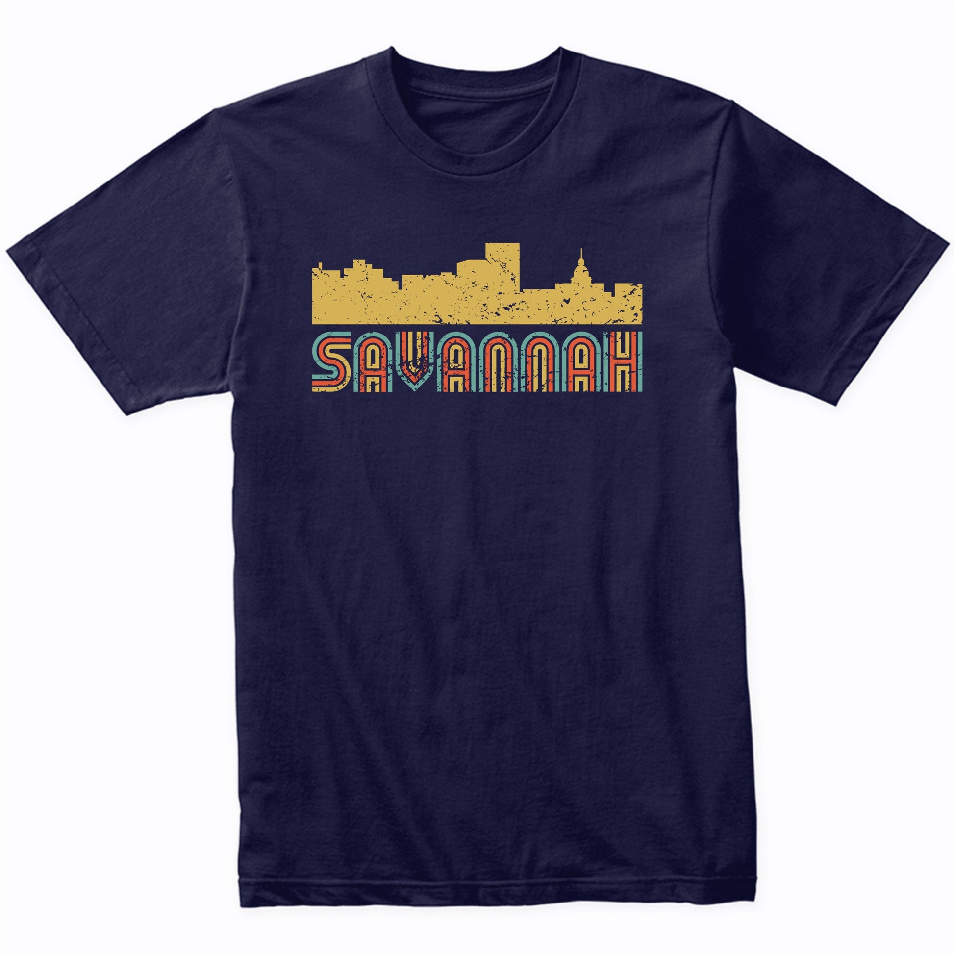Retro Savannah Georgia Skyline T-Shirt