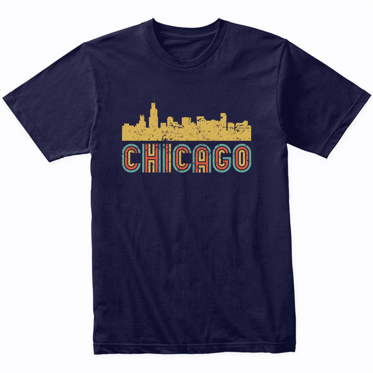 Retro Chicago Illinois Skyline T-Shirt