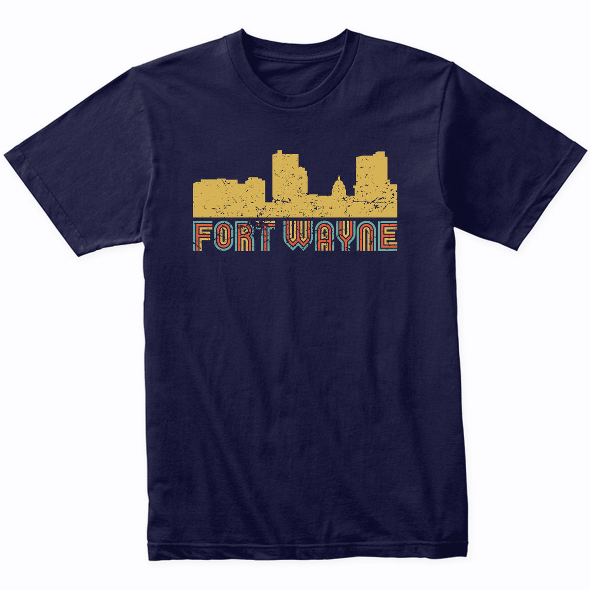 Retro Fort Wayne Indiana Skyline T-Shirt