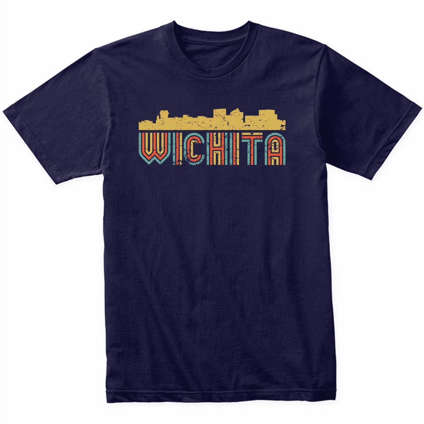Retro Wichita Kansas Skyline T-Shirt