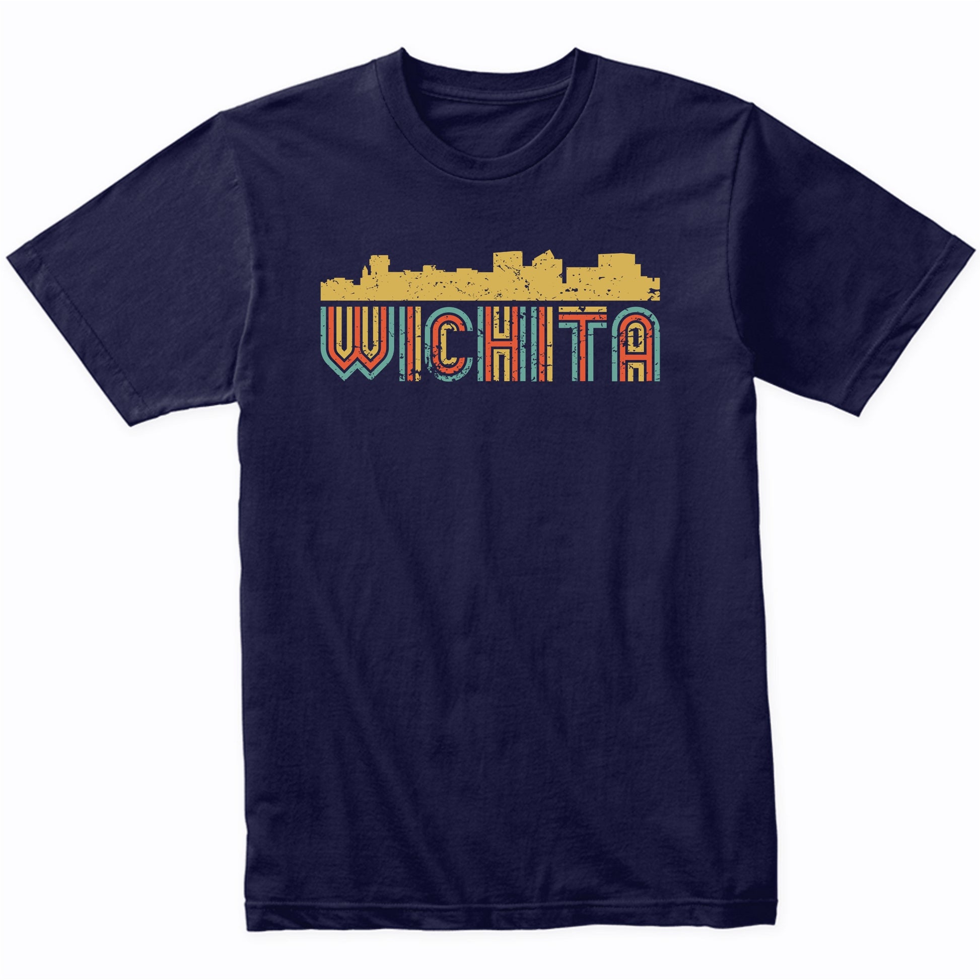 Retro Wichita Kansas Skyline T-Shirt