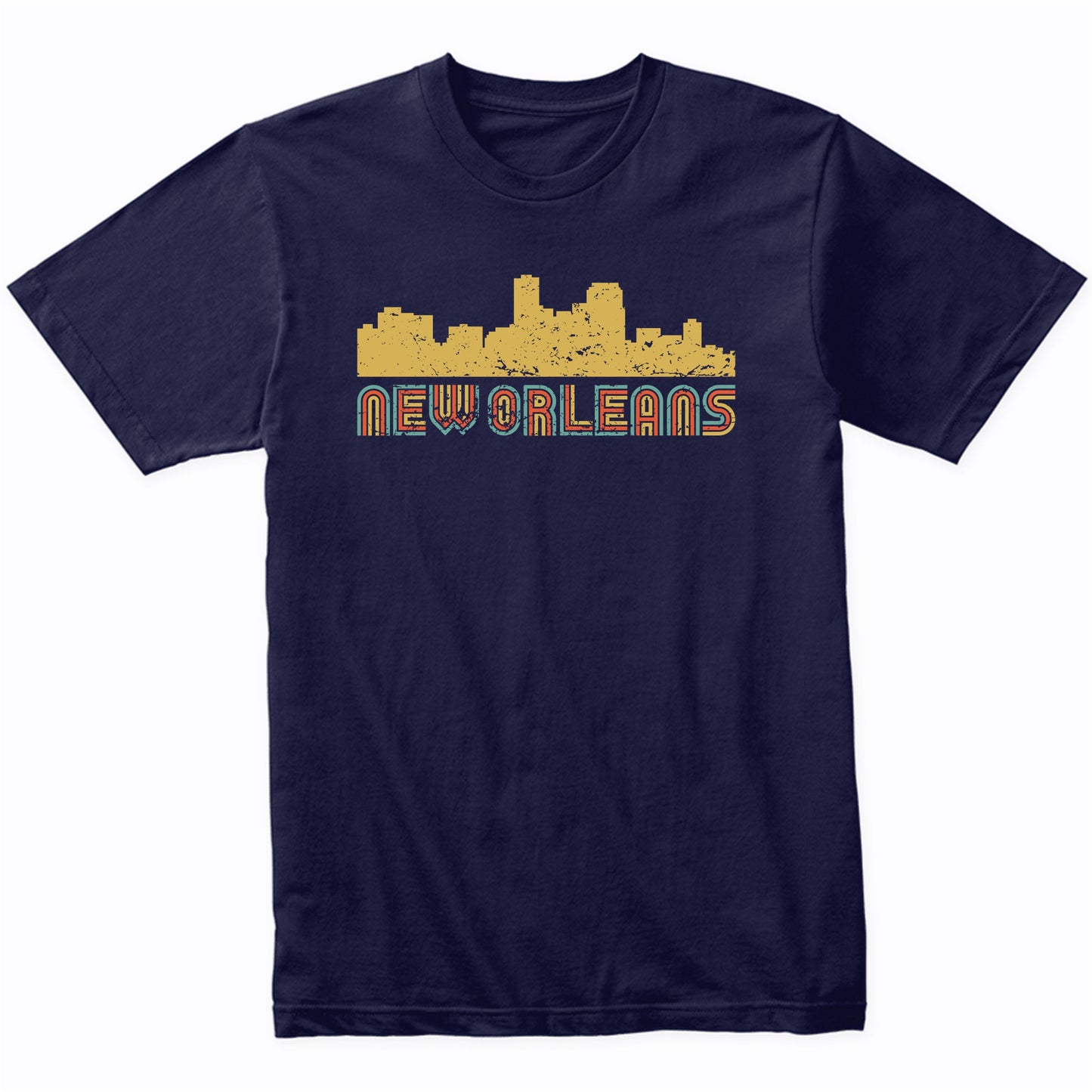 Retro New Orleans Louisiana Skyline T-Shirt