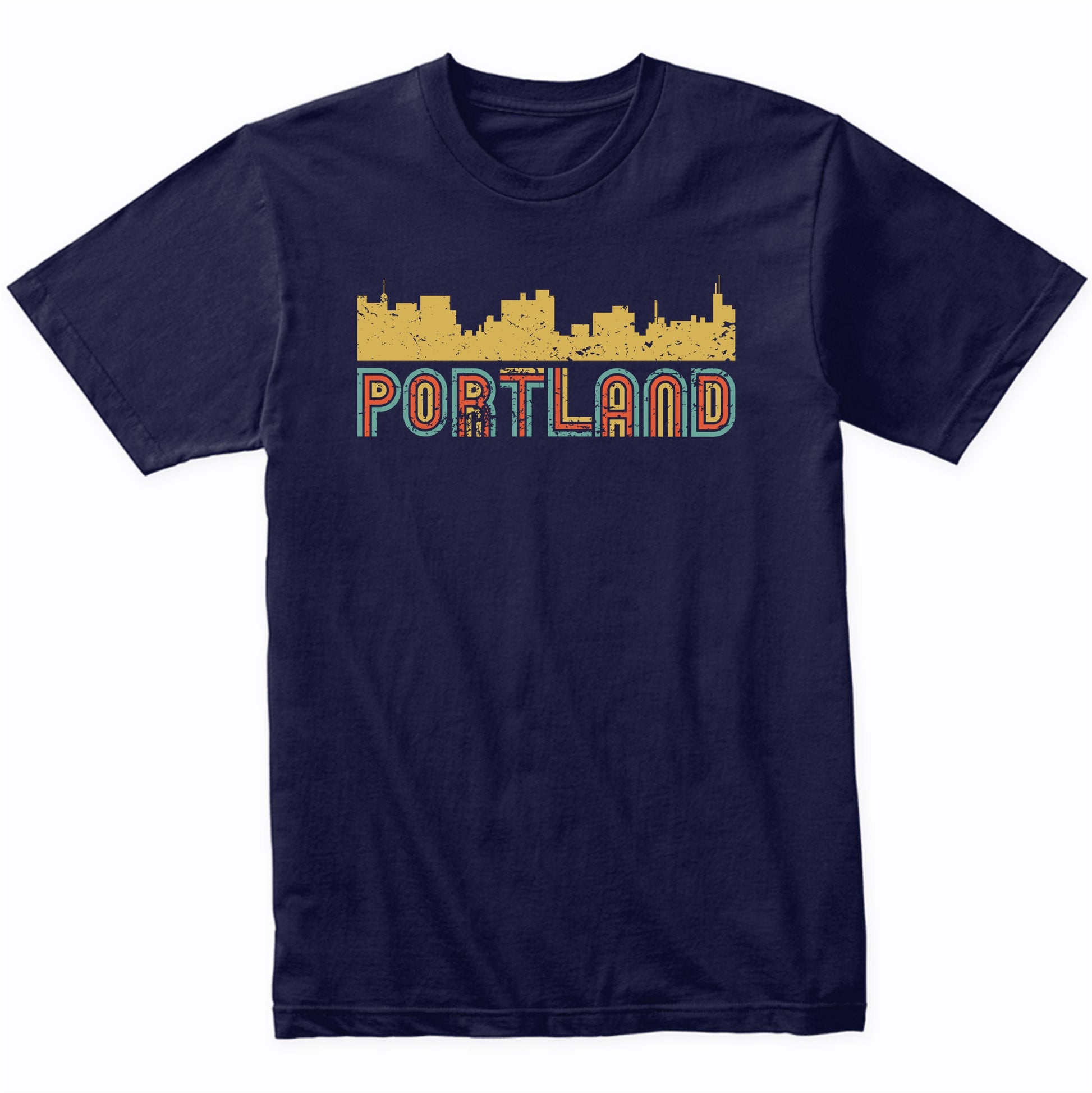 Retro Portland Maine Skyline T-Shirt