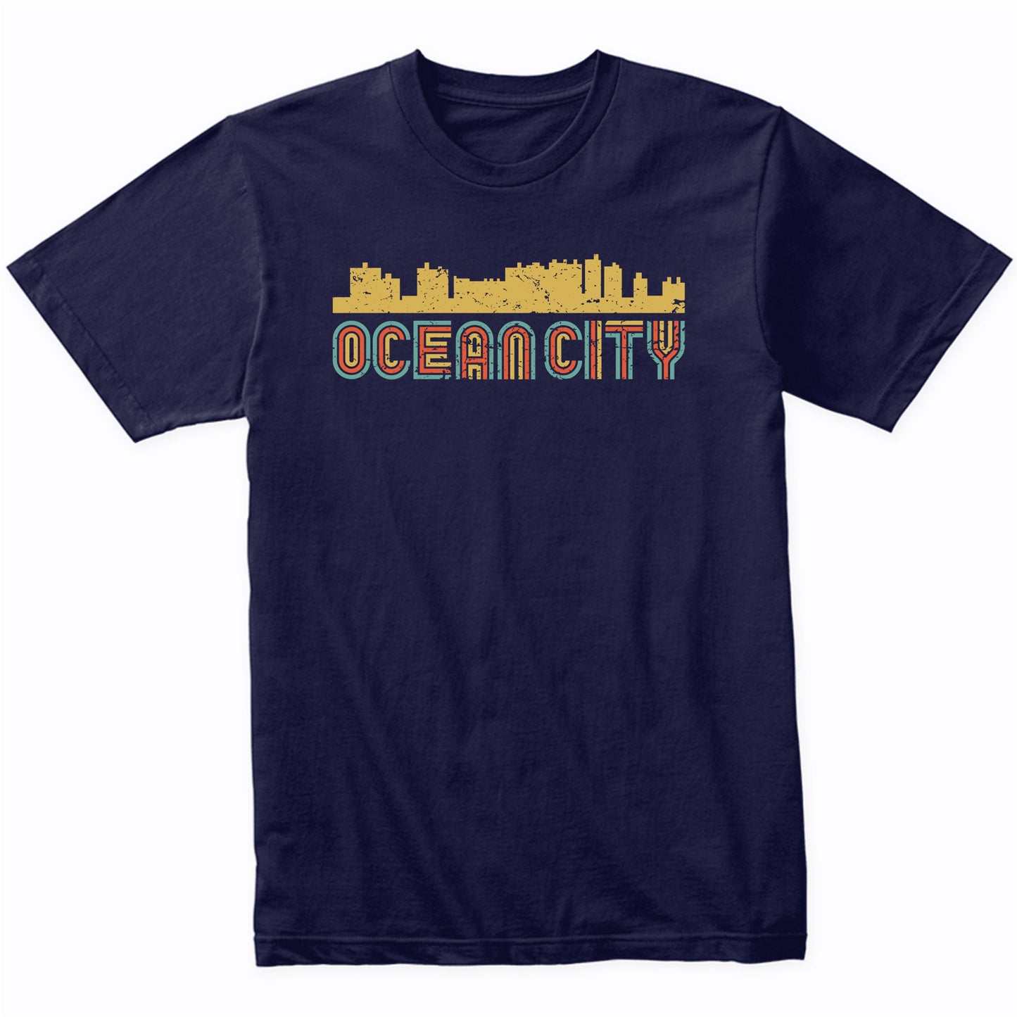 Retro Ocean City Maryland Skyline T-Shirt