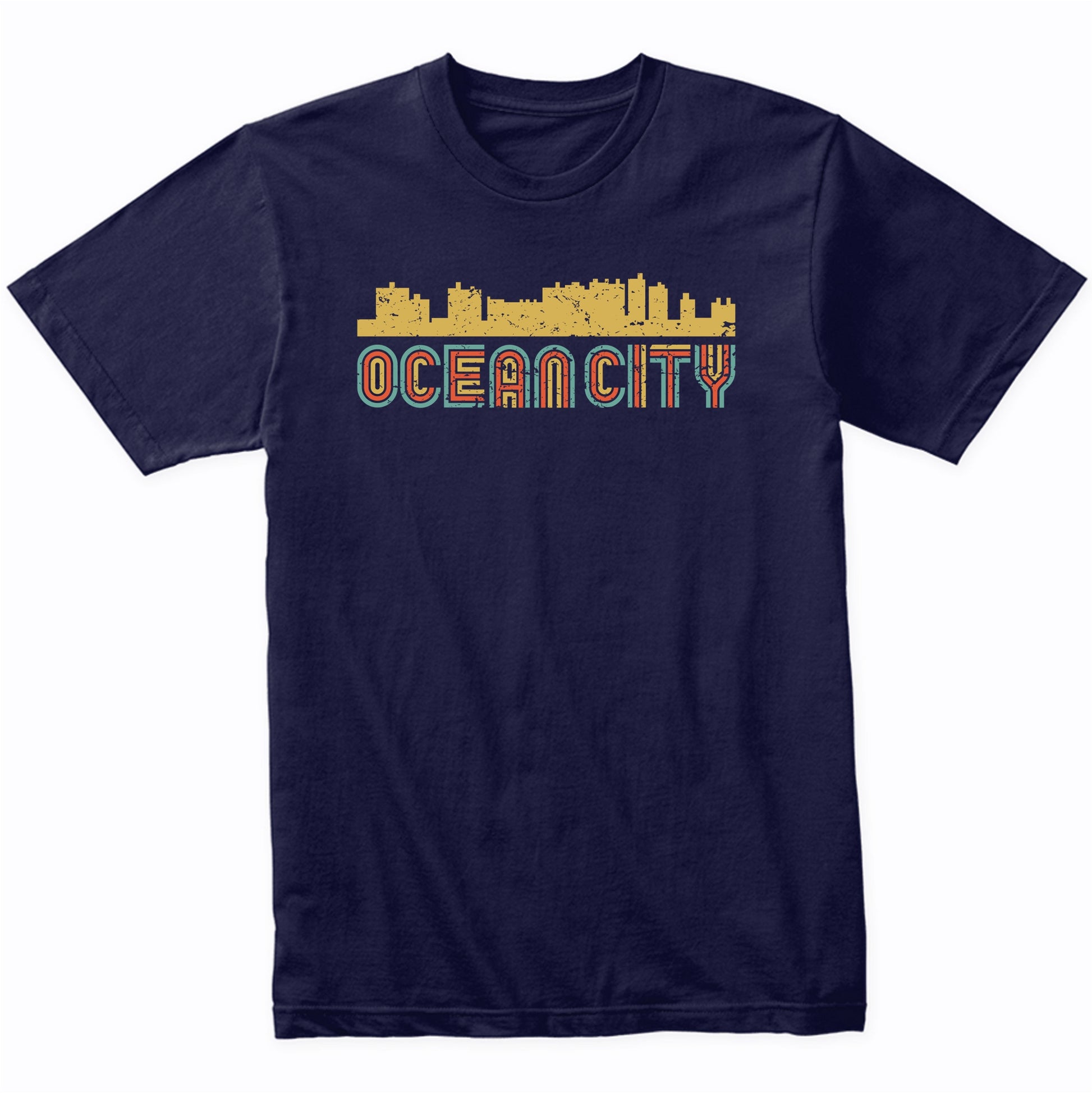 Retro Ocean City Maryland Skyline T-Shirt