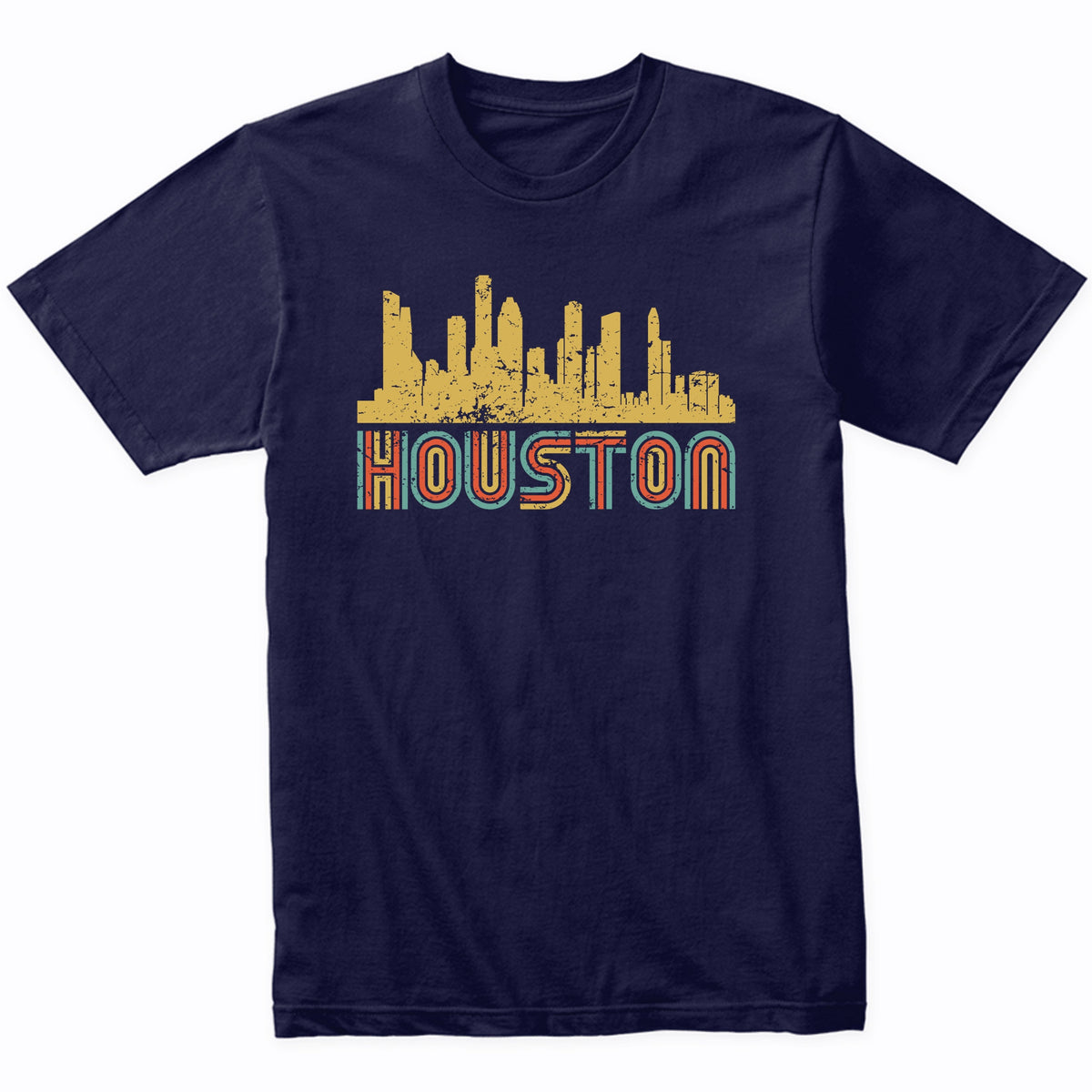 Retro Houston Texas Skyline T-Shirt