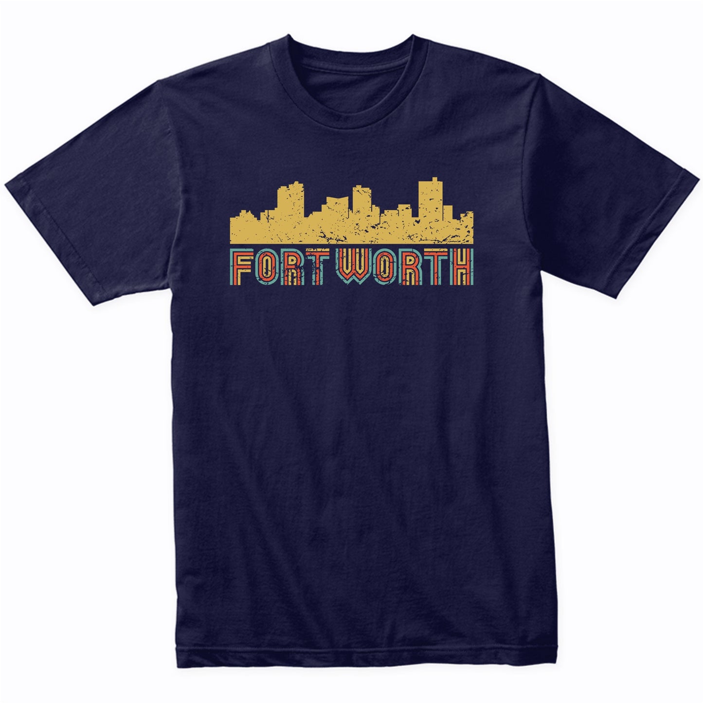 Retro Fort Worth Texas Skyline T-Shirt