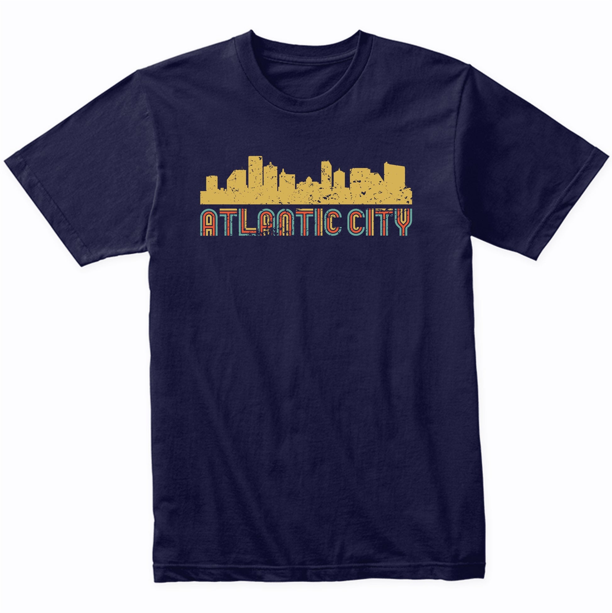 Retro Atlantic City New Jersey Skyline T-Shirt